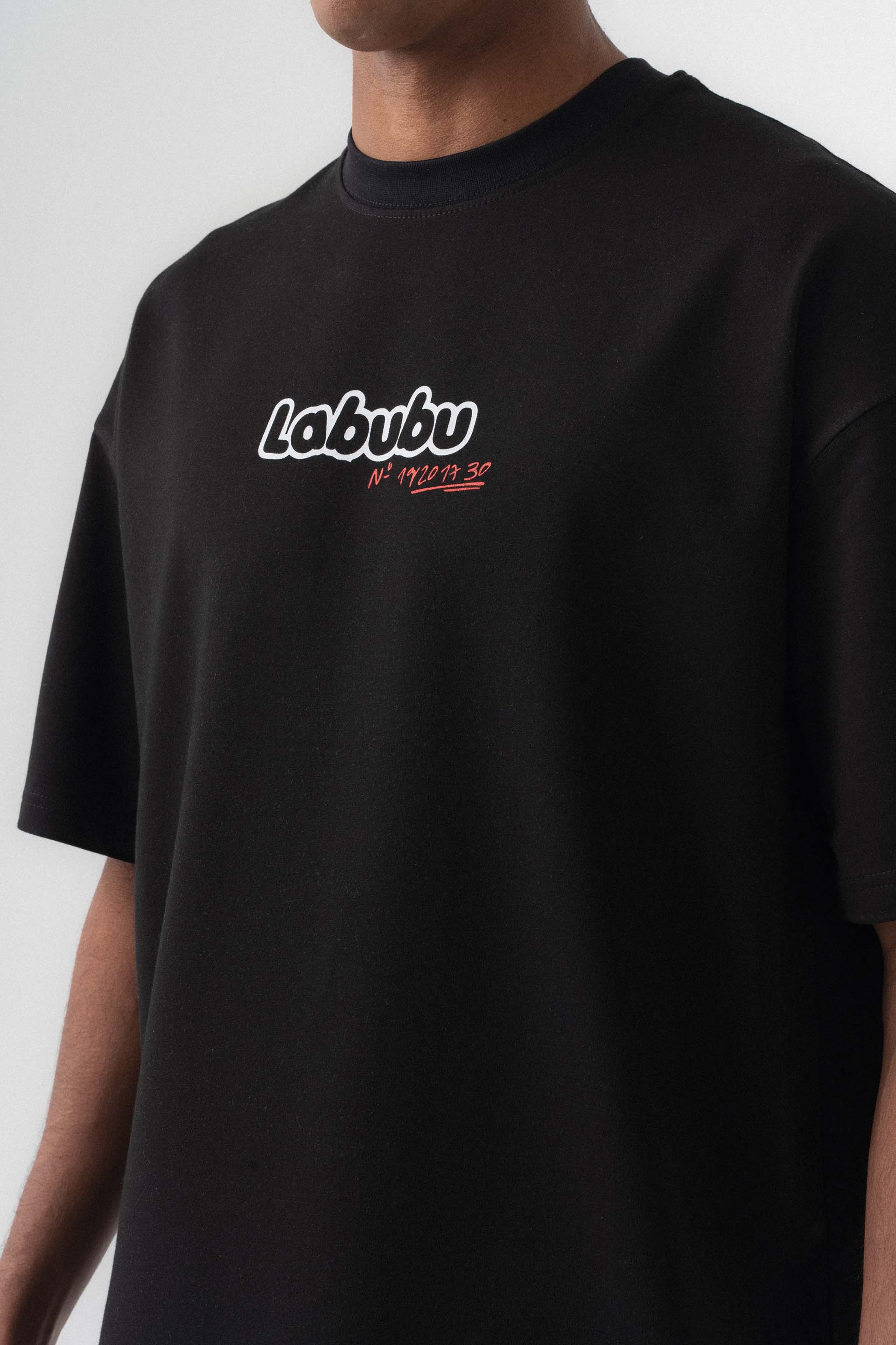 Labubu Siyah Oversize Baskılı T-Shirt