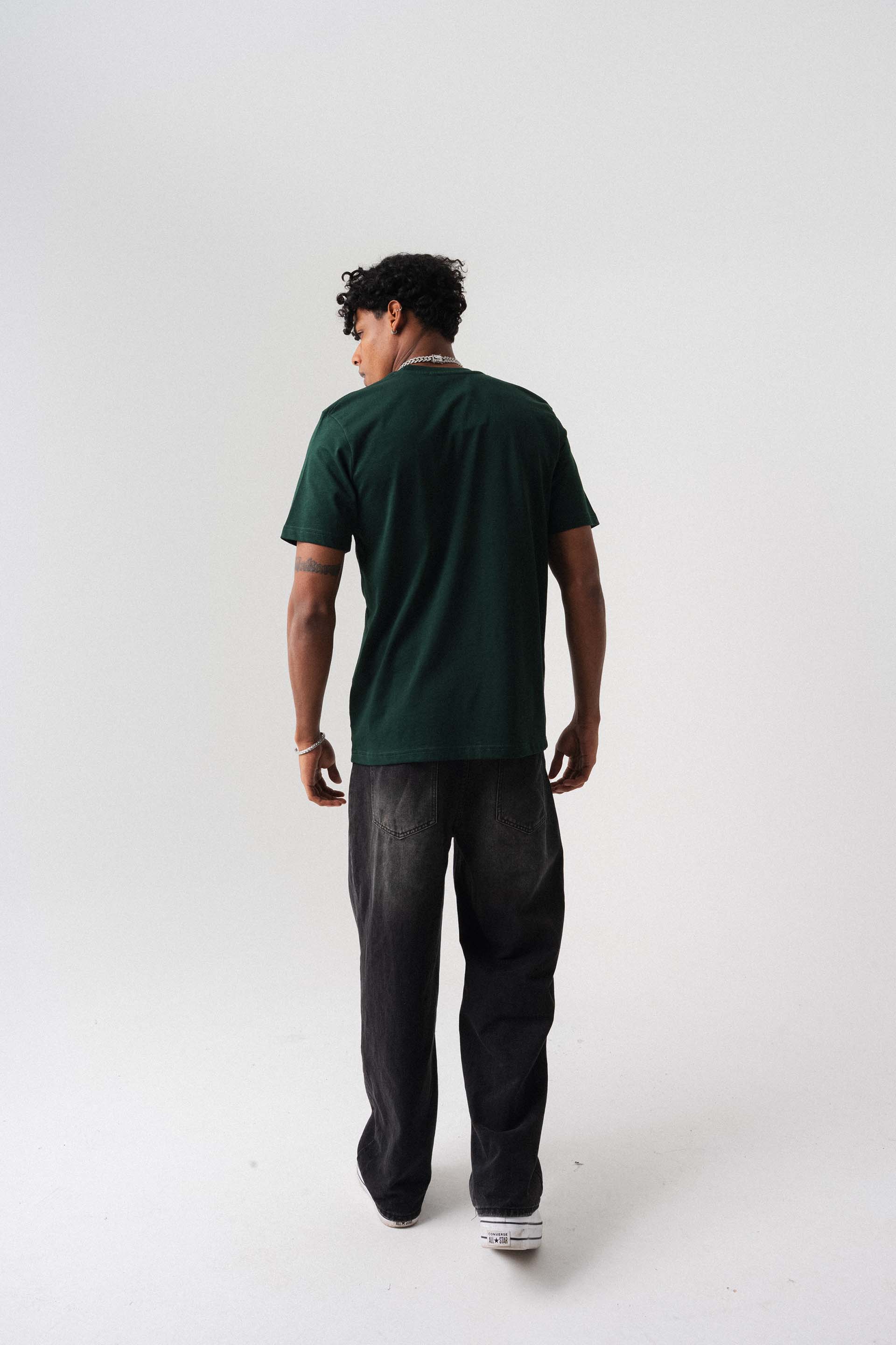 Oversize Basic Koyu Yeşil T-Shirt