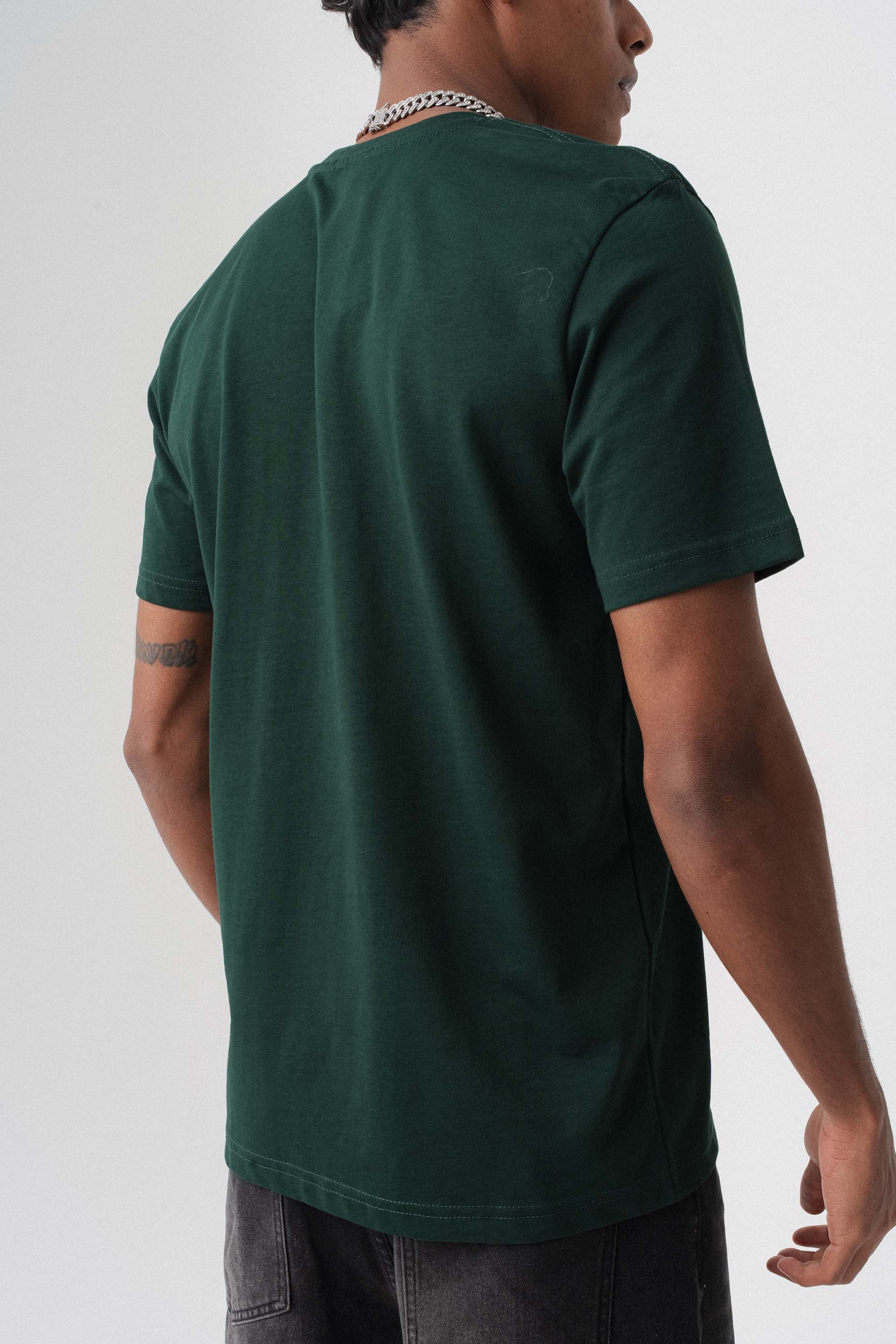 Oversize Basic Koyu Yeşil T-Shirt