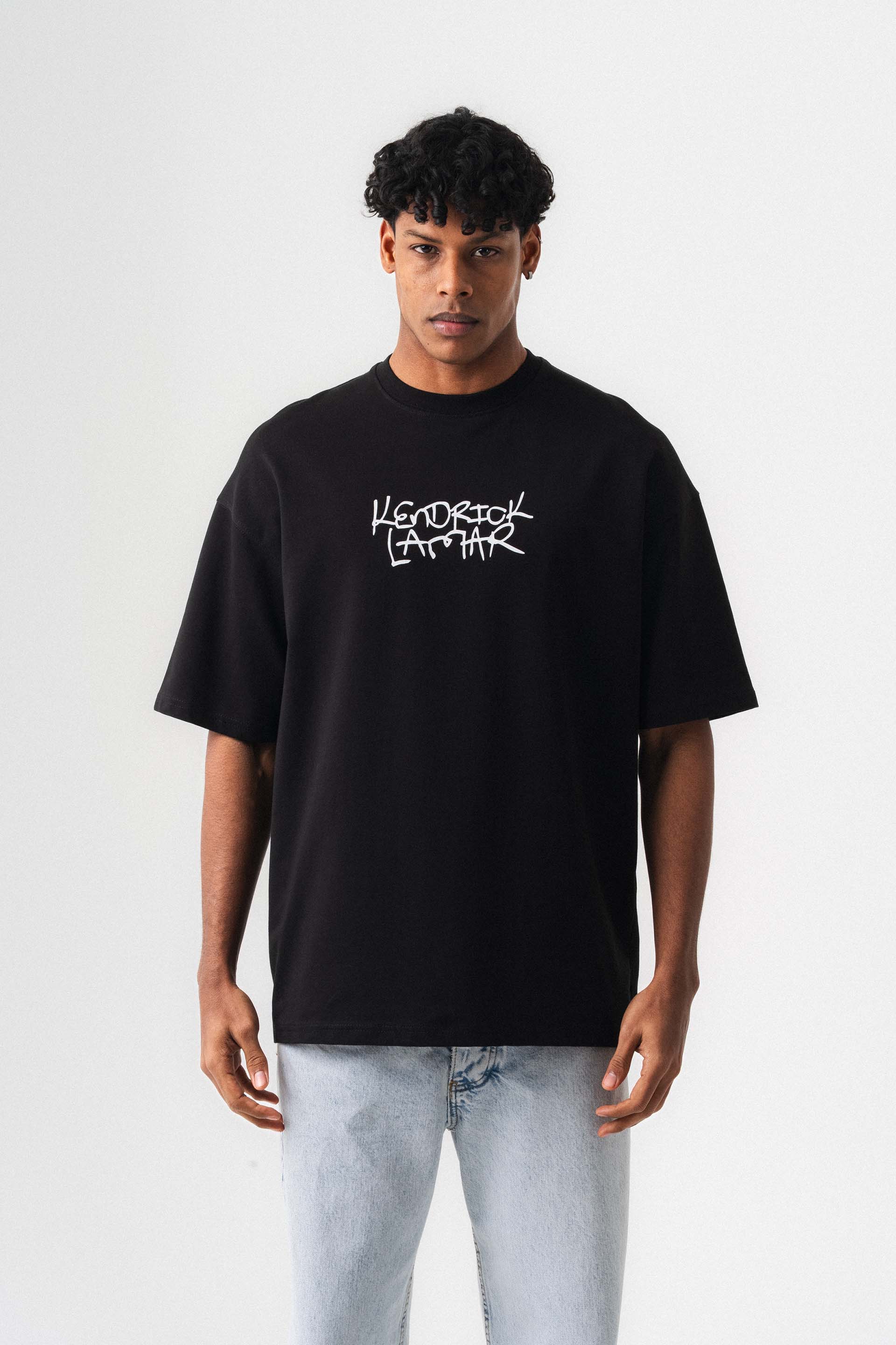 Kendrick Lamar Siyah Oversize Baskılı T-Shirt