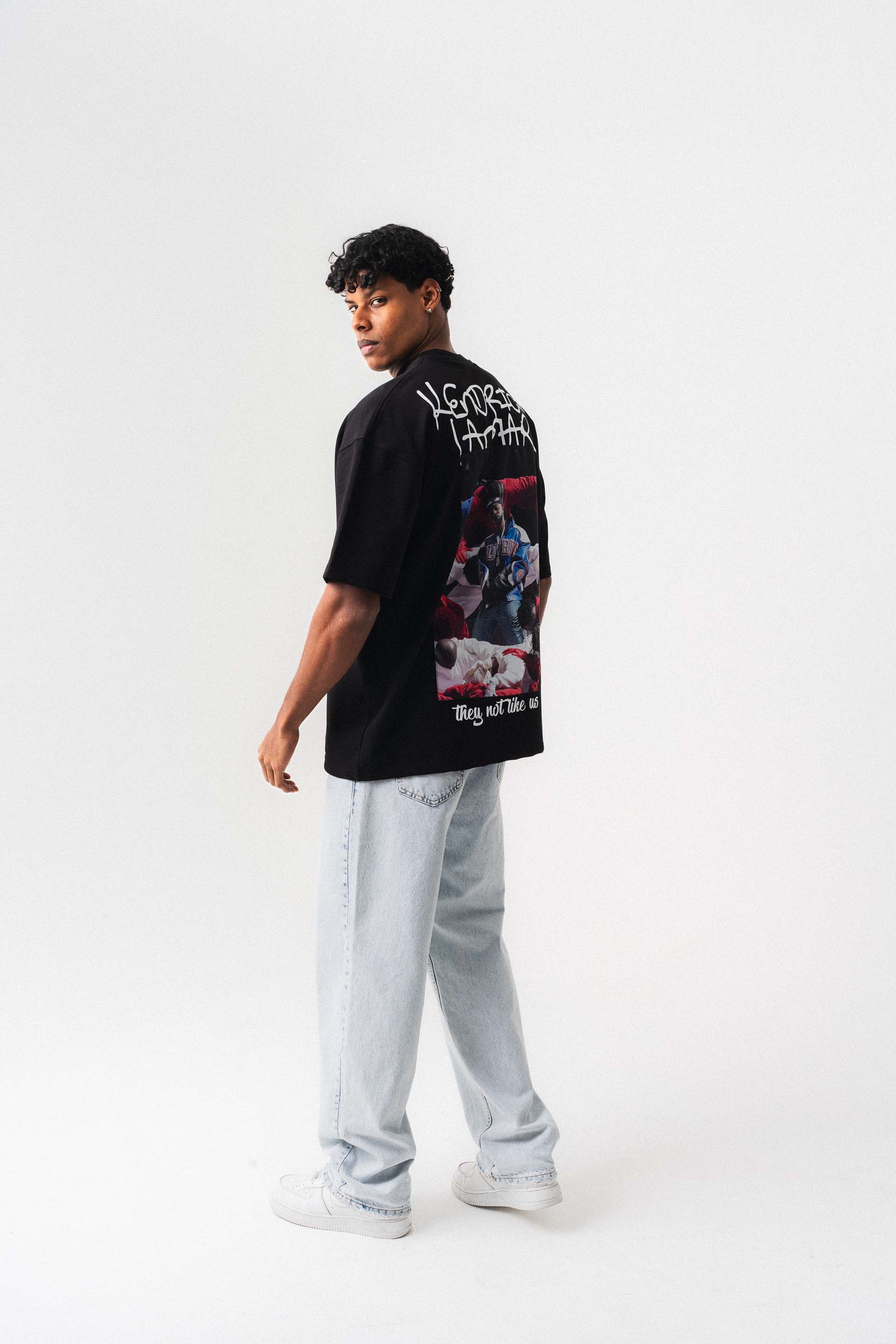 Kendrick Lamar Siyah Oversize Baskılı T-Shirt