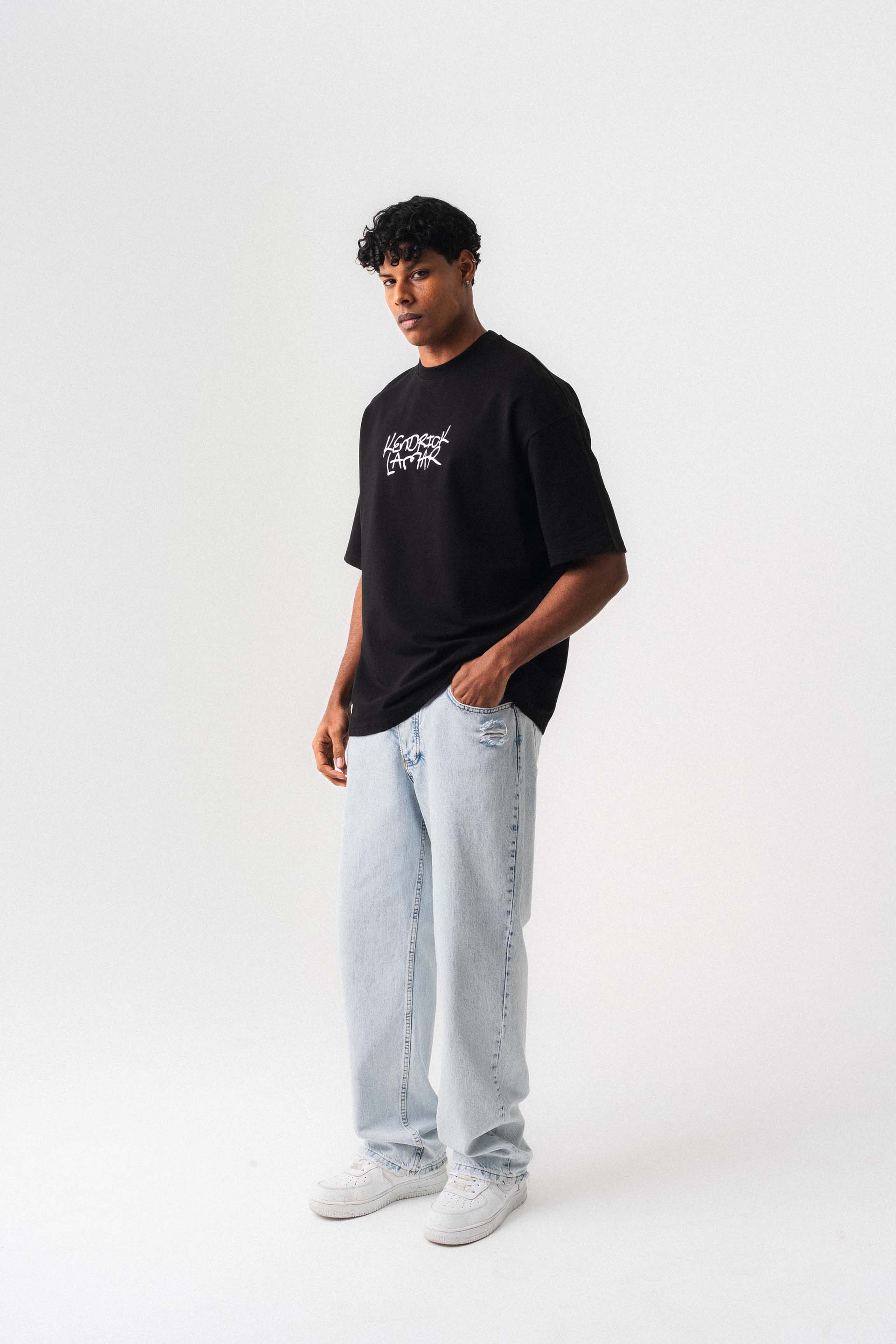 Kendrick Lamar Siyah Oversize Baskılı T-Shirt