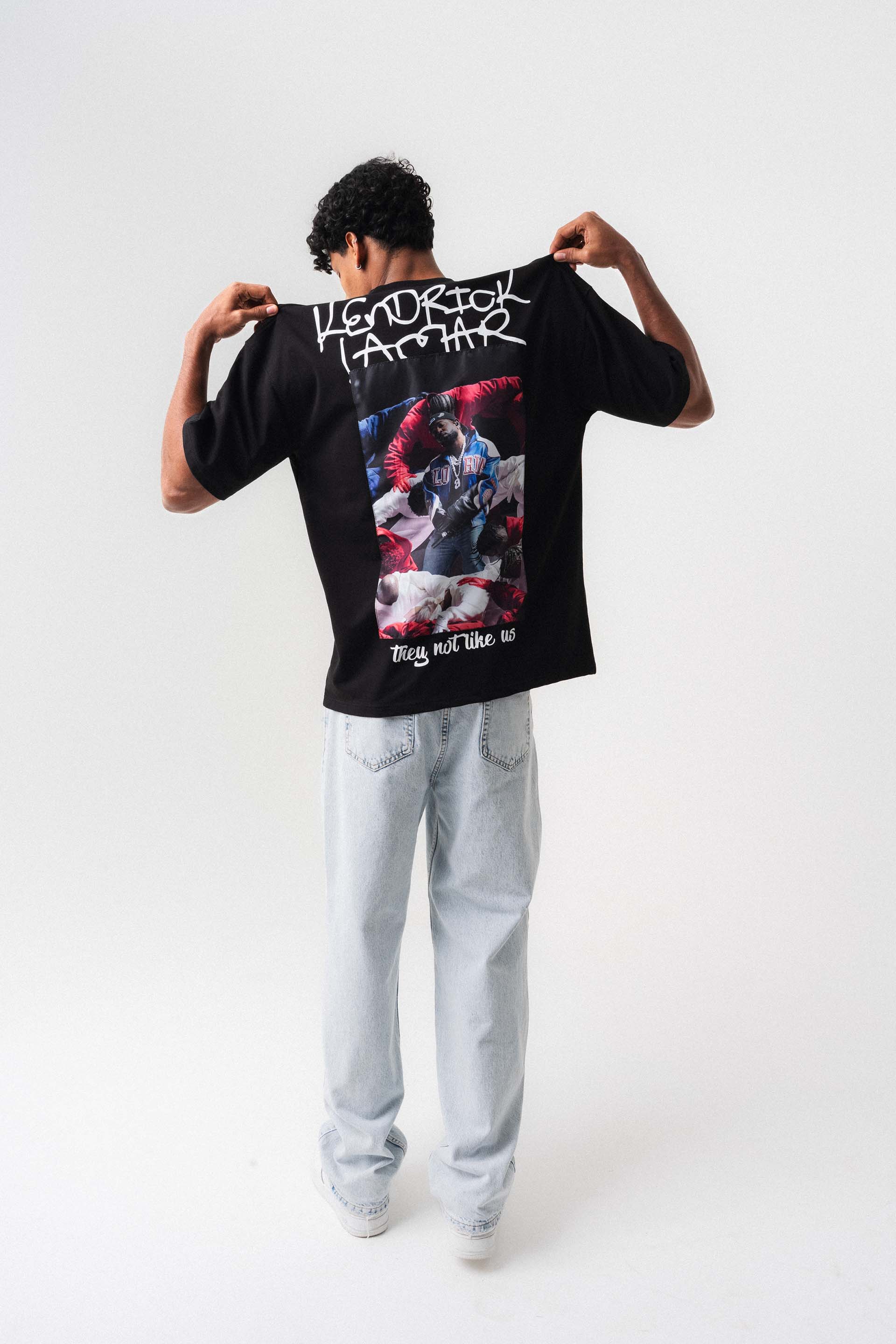 Kendrick Lamar Siyah Oversize Baskılı T-Shirt