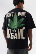 Don't Panic It's Organic Siyah Oversize Baskılı T-Shirt