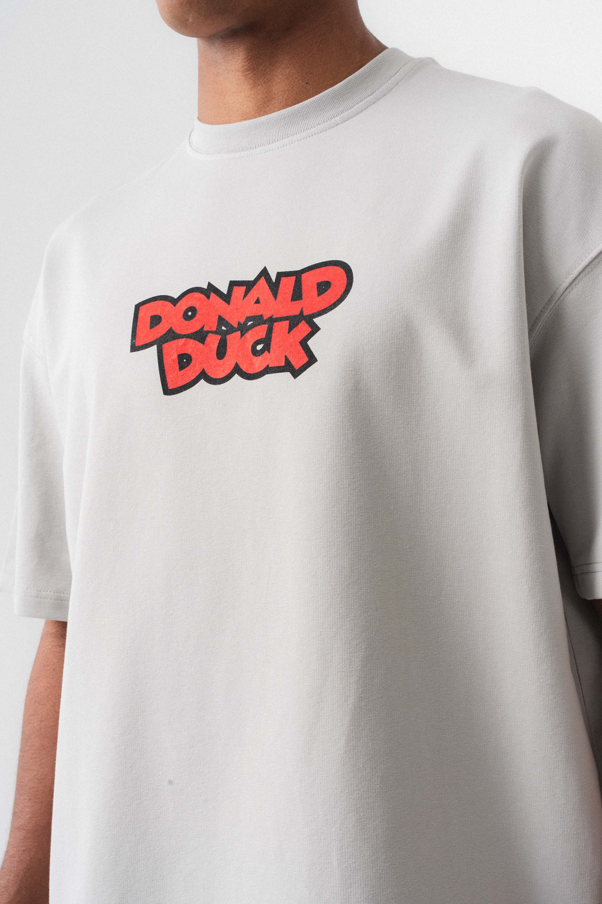 Donald Duck Gri Oversize Baskılı T-Shirt