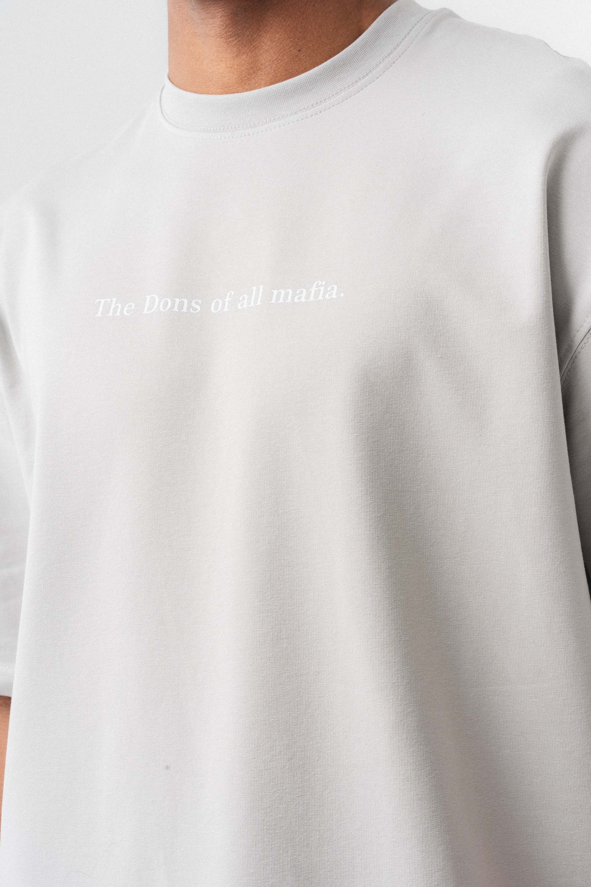 The Dons Of All Mafia Gri Oversize Baskılı T-Shirt