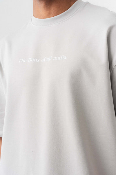 The Dons Of All Mafia Gri Oversize Baskılı T-Shirt