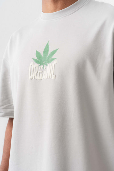 Don't Panic It's Organic Gri Oversize Baskılı T-Shirt