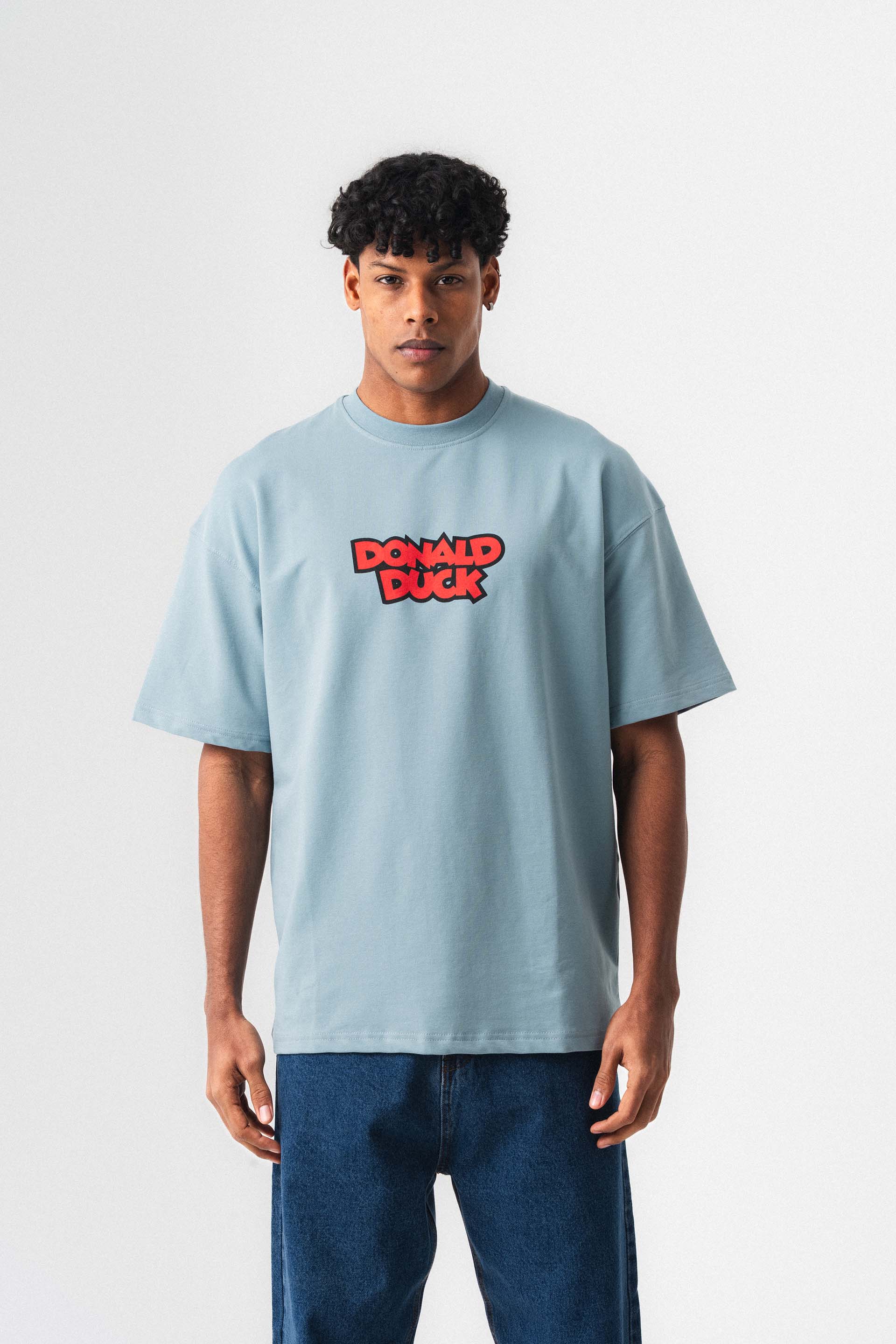 Donald Duck Pudra Oversize Baskılı T-Shirt