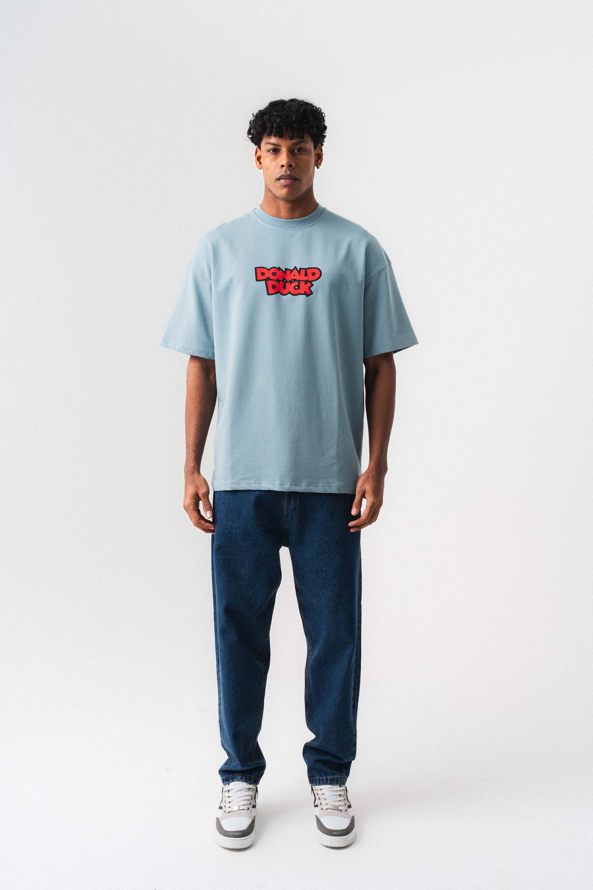 Donald Duck Pudra Oversize Baskılı T-Shirt