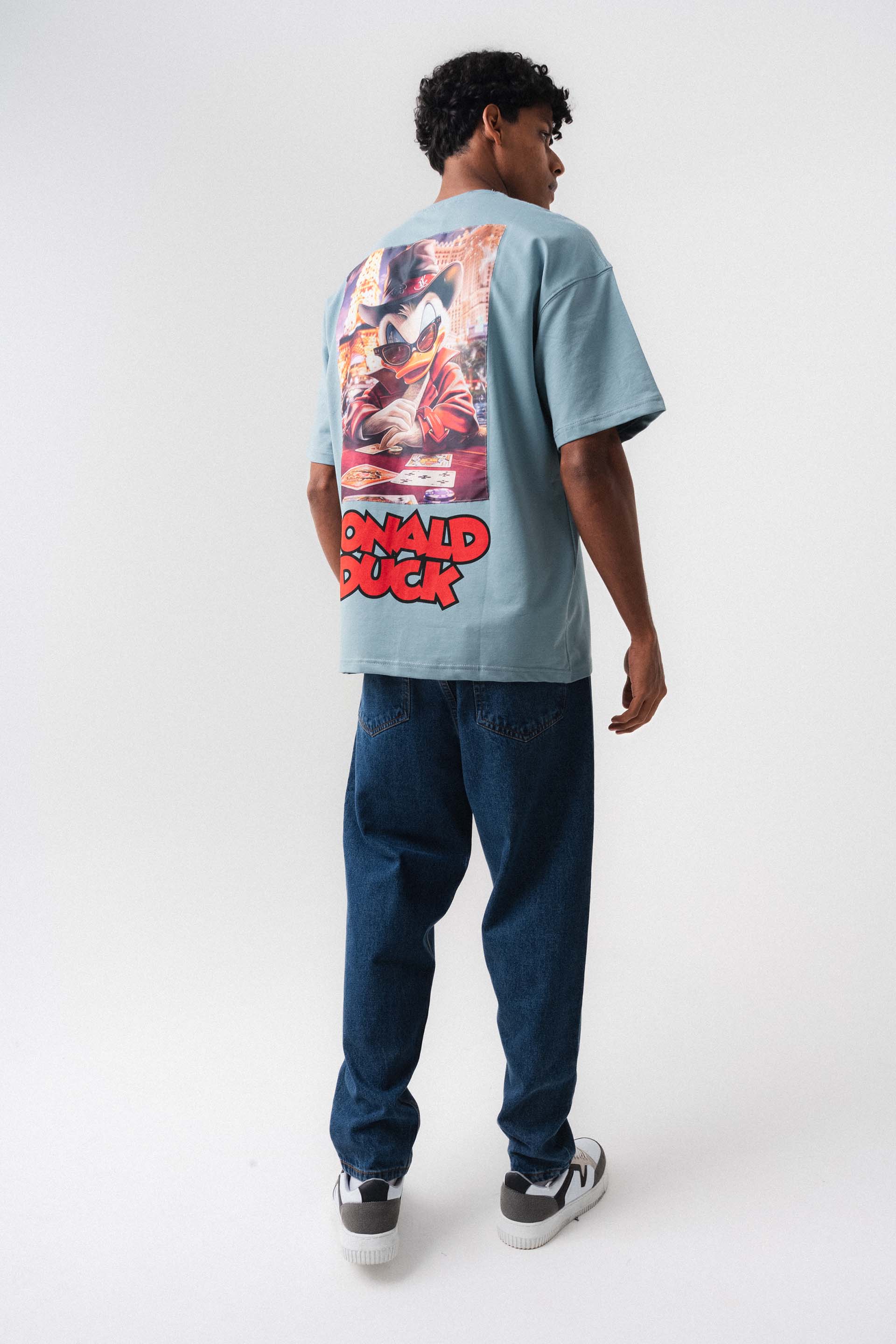 Donald Duck Pudra Oversize Baskılı T-Shirt