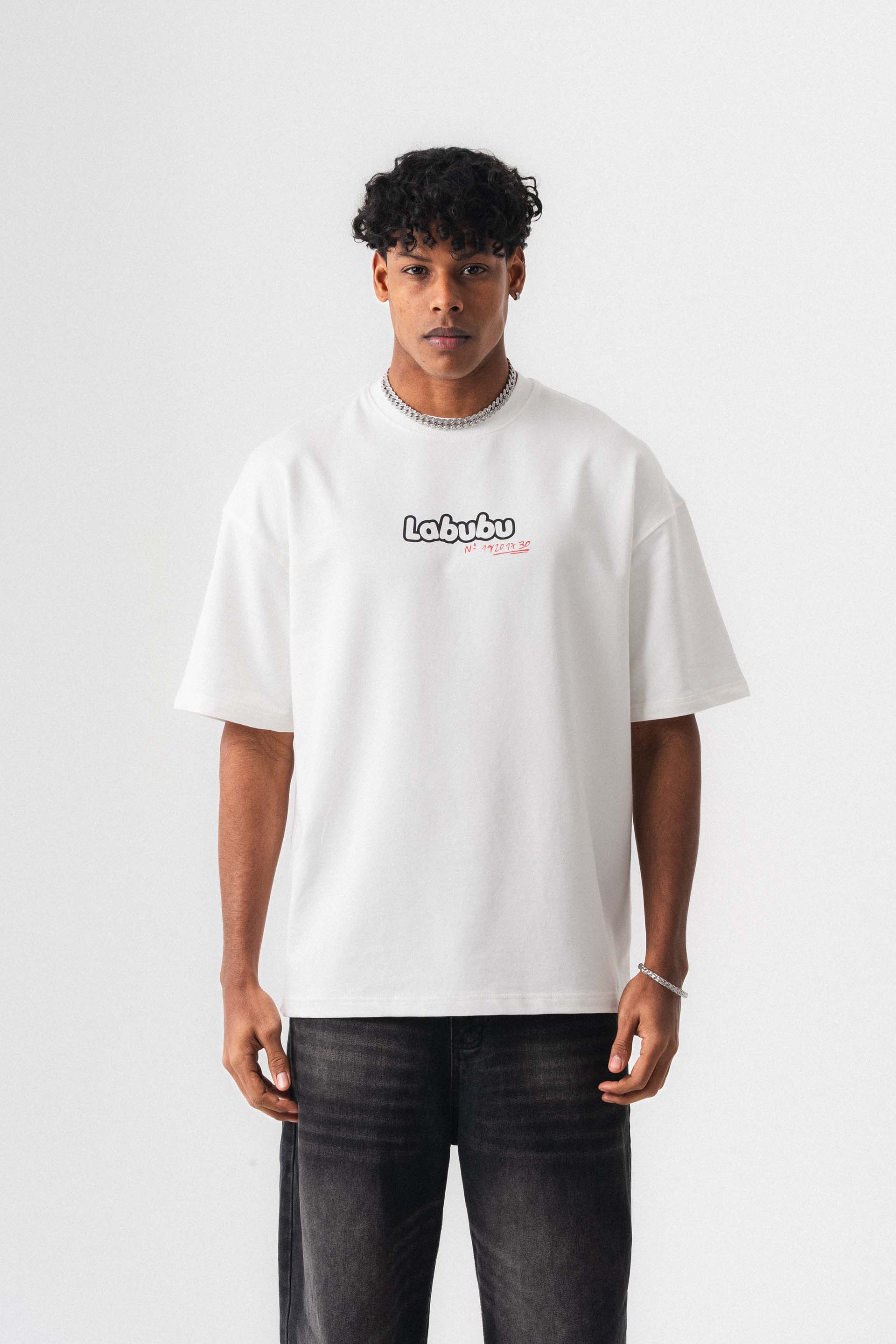 Labubu Beyaz Oversize Baskılı T-Shirt