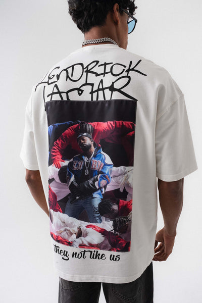 Kendrick Lamar Beyaz Oversize Baskılı T-Shirt