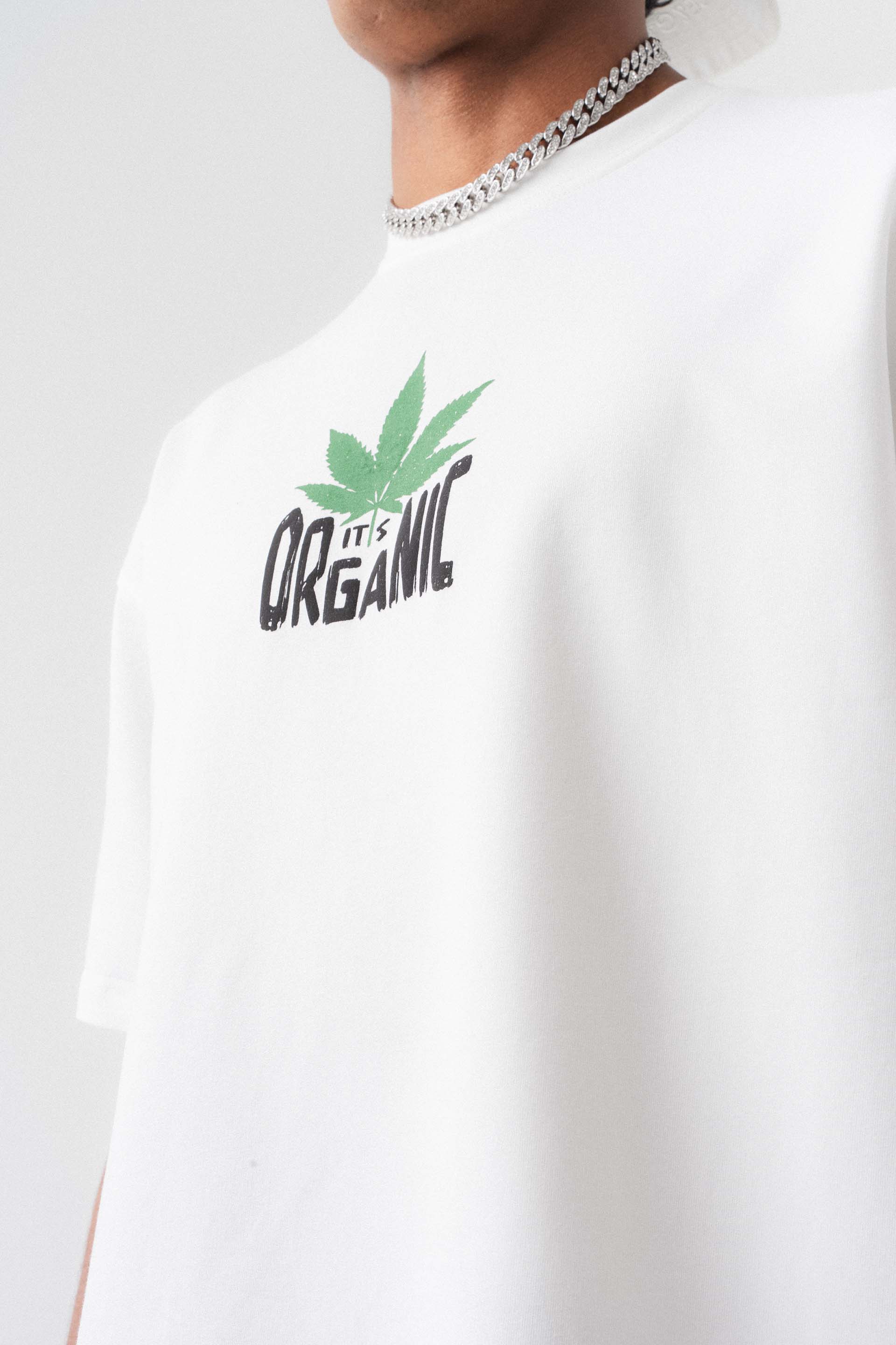 Don't Panic It's Organic Beyaz Oversize Baskılı T-Shirt