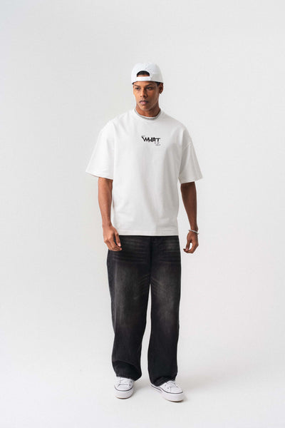Just What Is Up Doc Beyaz Oversize Baskılı T-Shirt