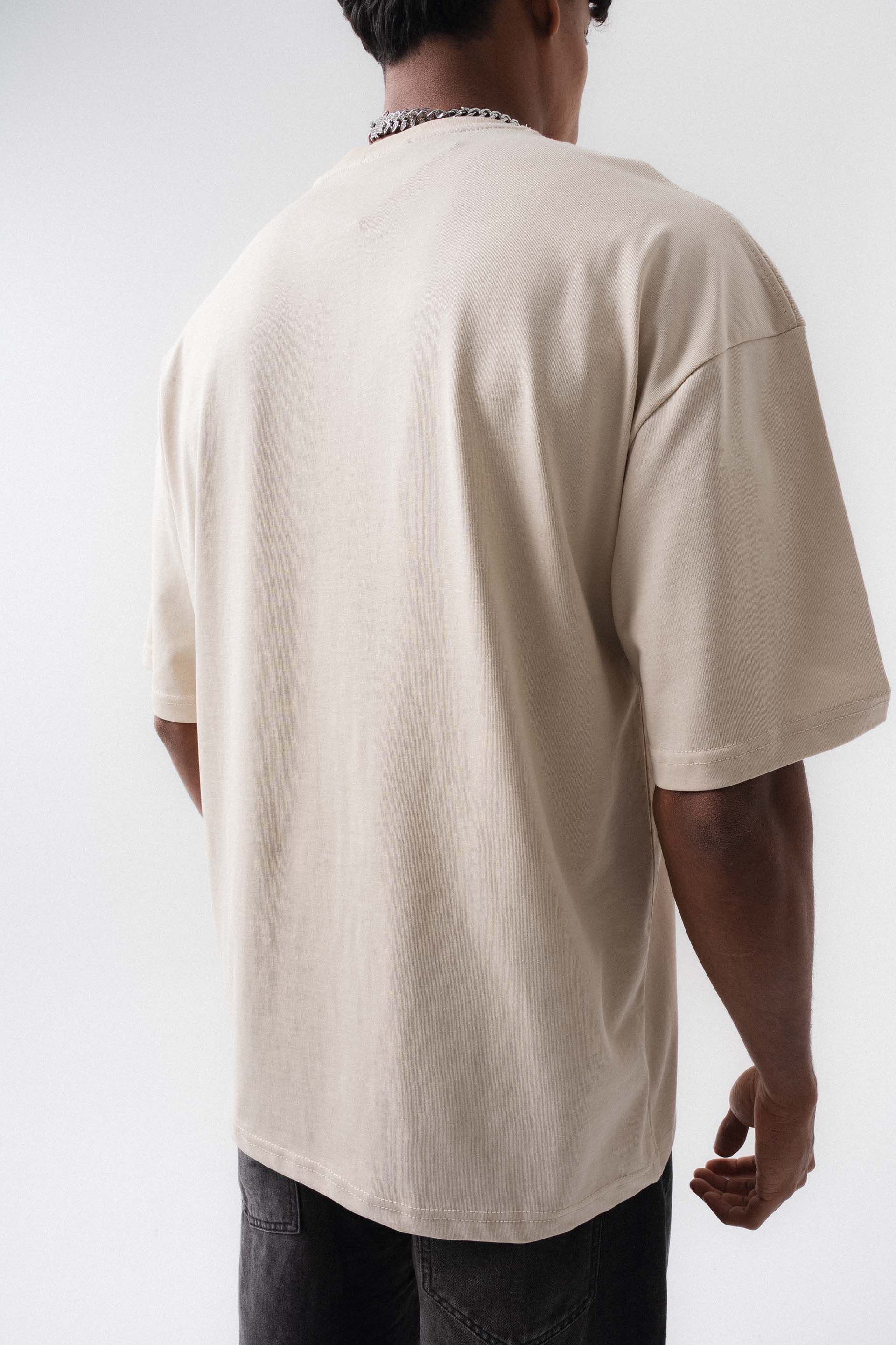Oversize Basic Kırık Beyaz T-Shirt