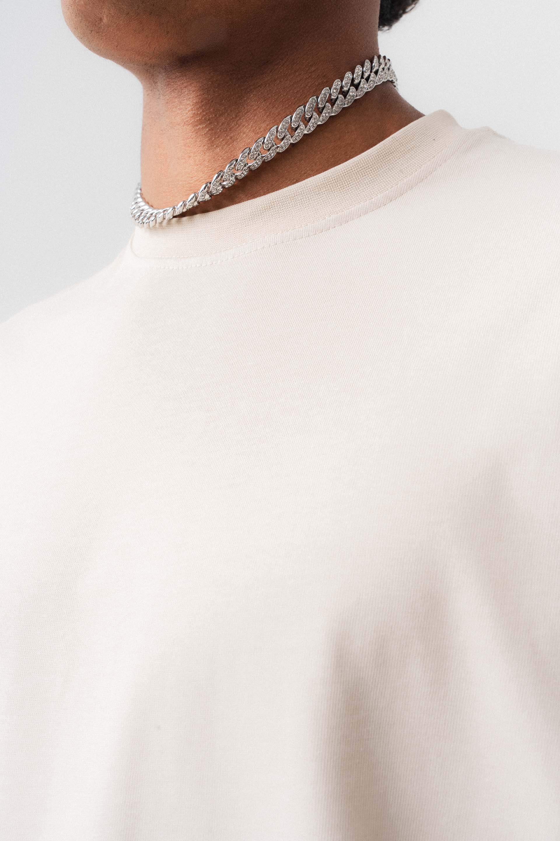 Oversize Basic Kırık Beyaz T-Shirt