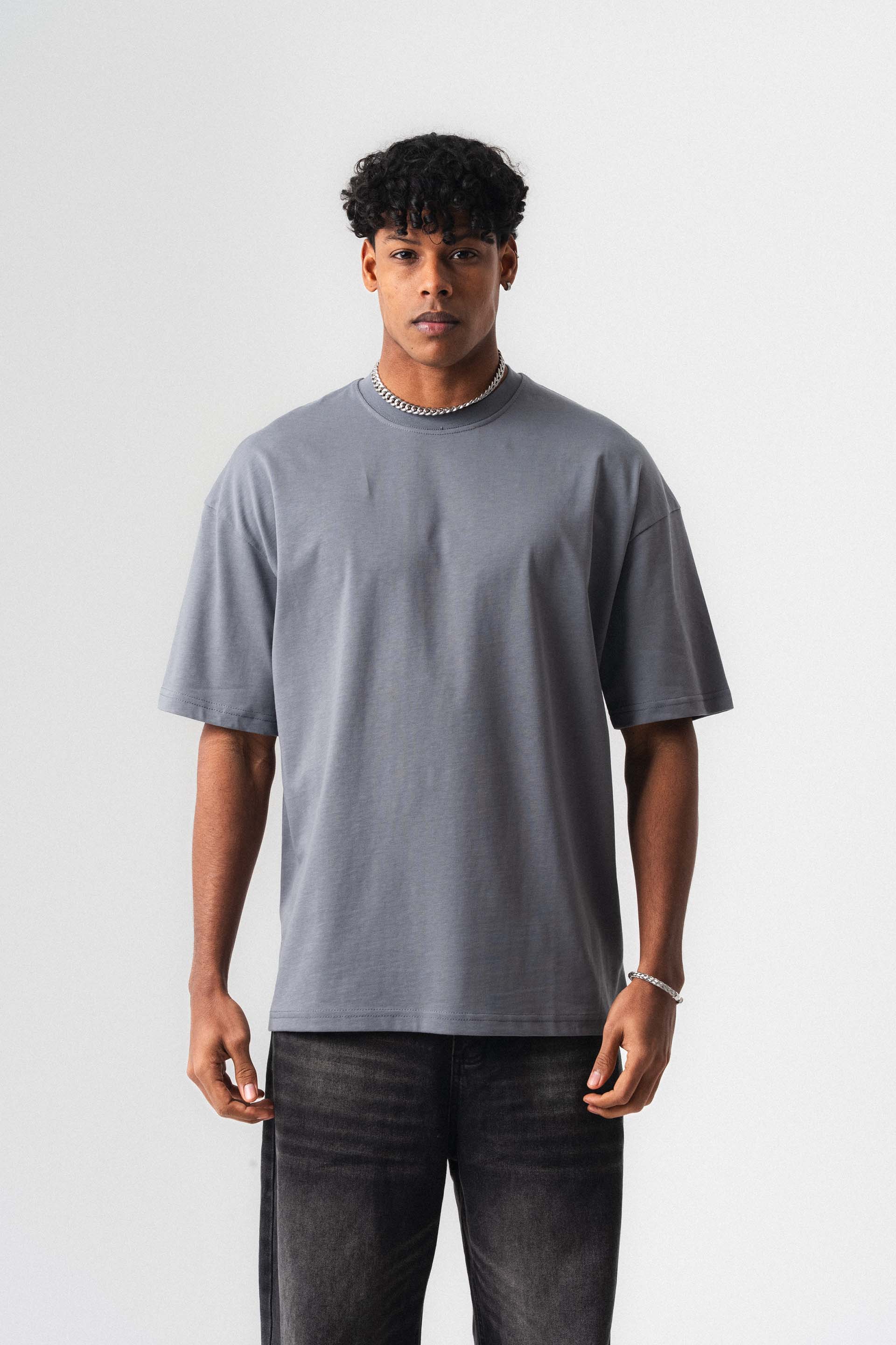Oversize Basic Gri T-Shirt