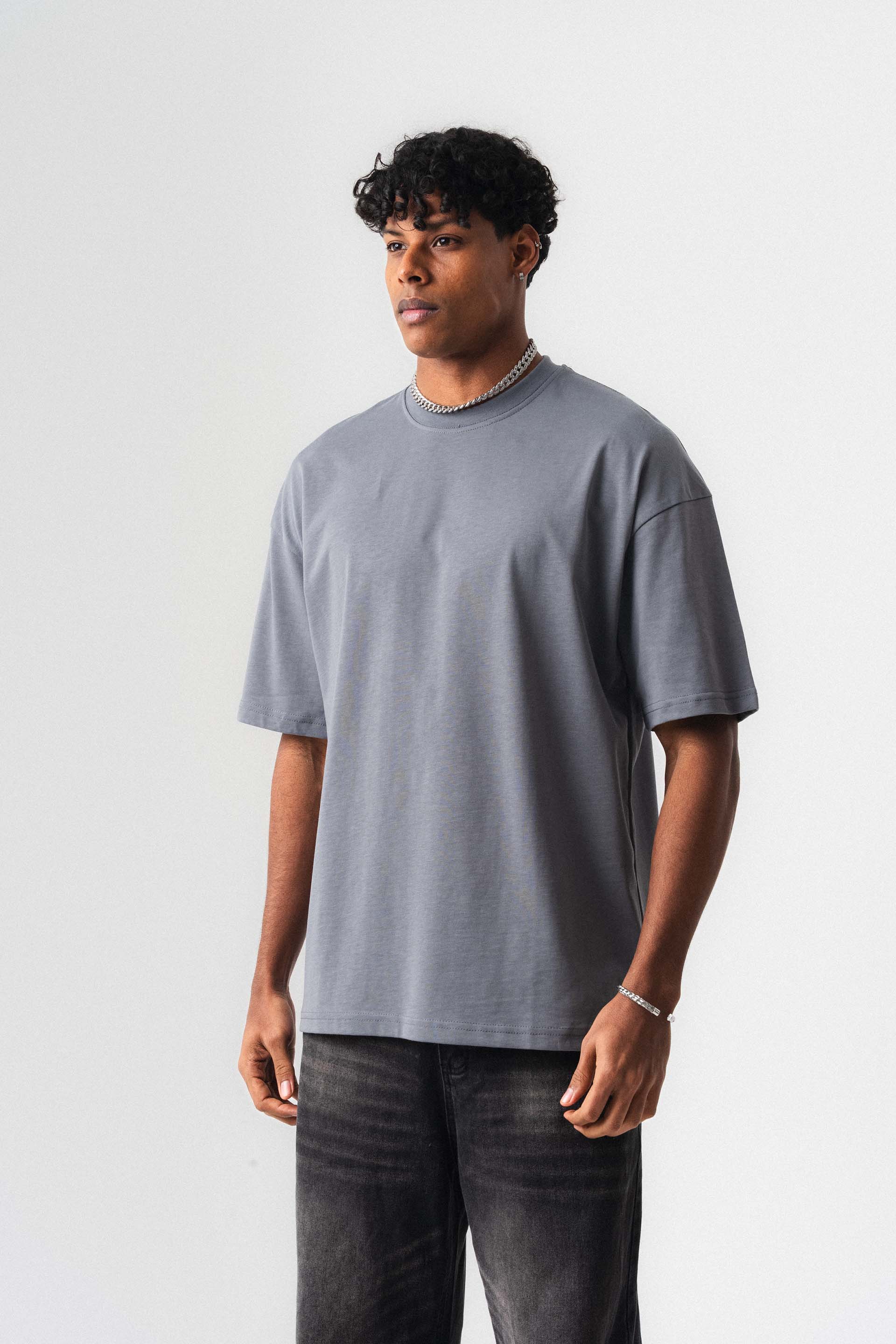 Oversize Basic Gri T-Shirt