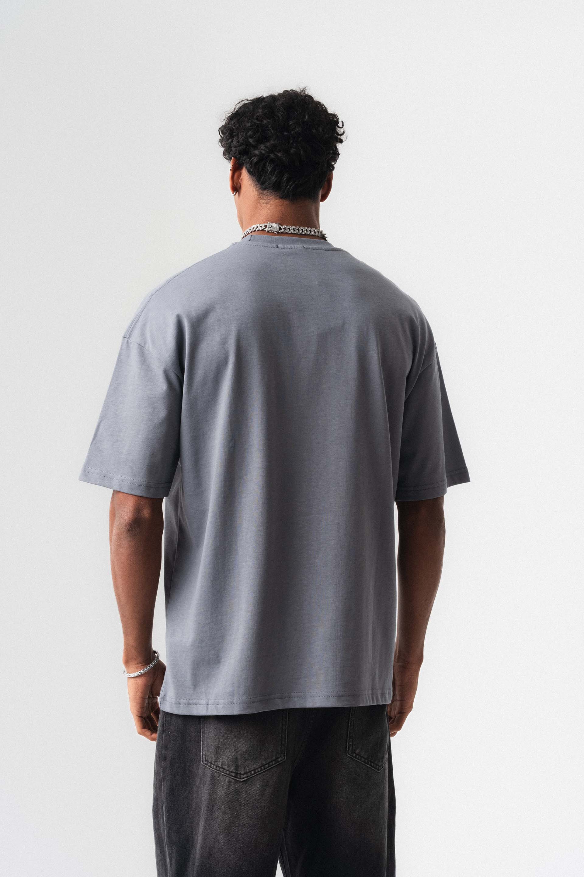 Oversize Basic Gri T-Shirt