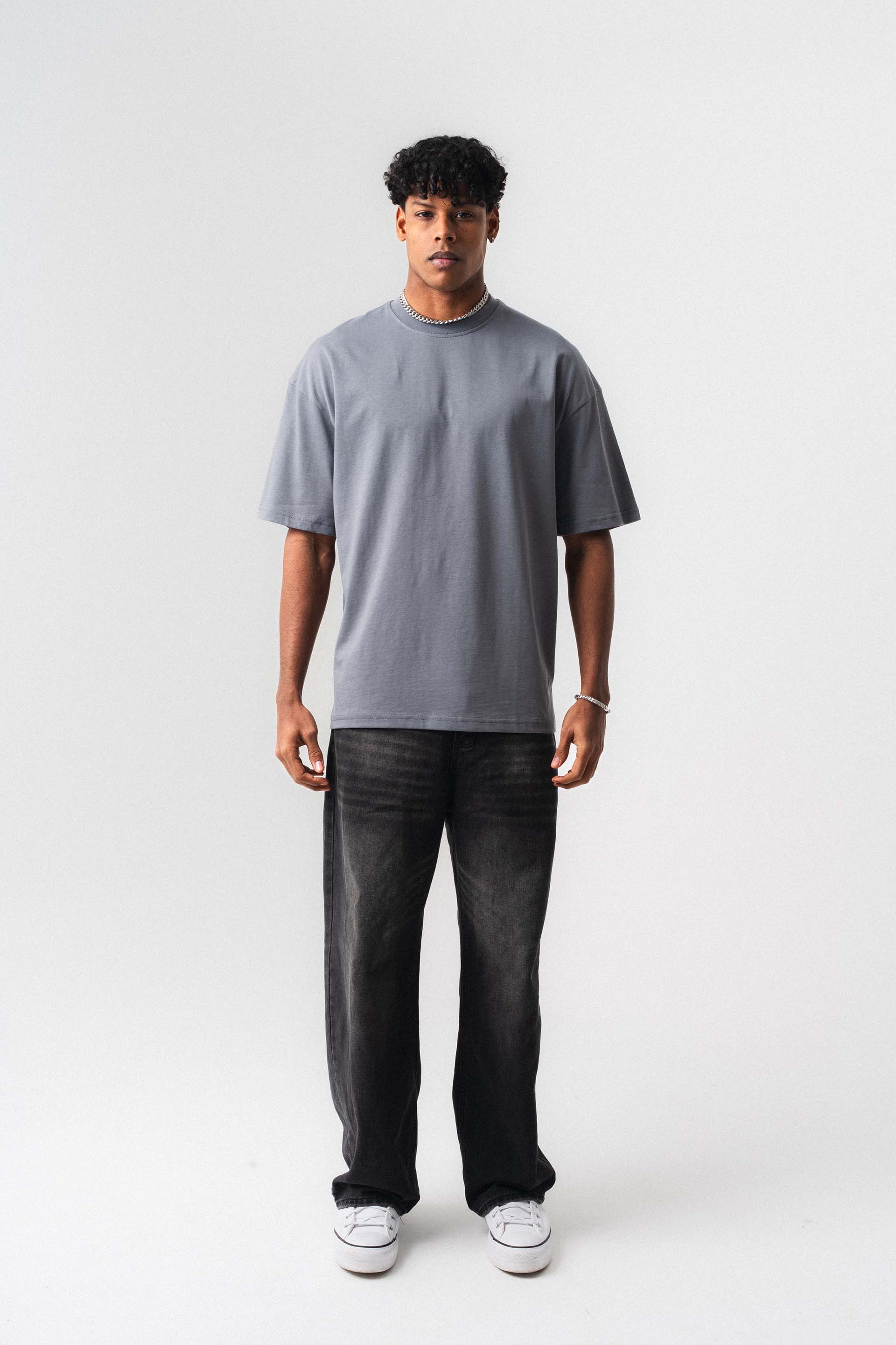 Oversize Basic Gri T-Shirt