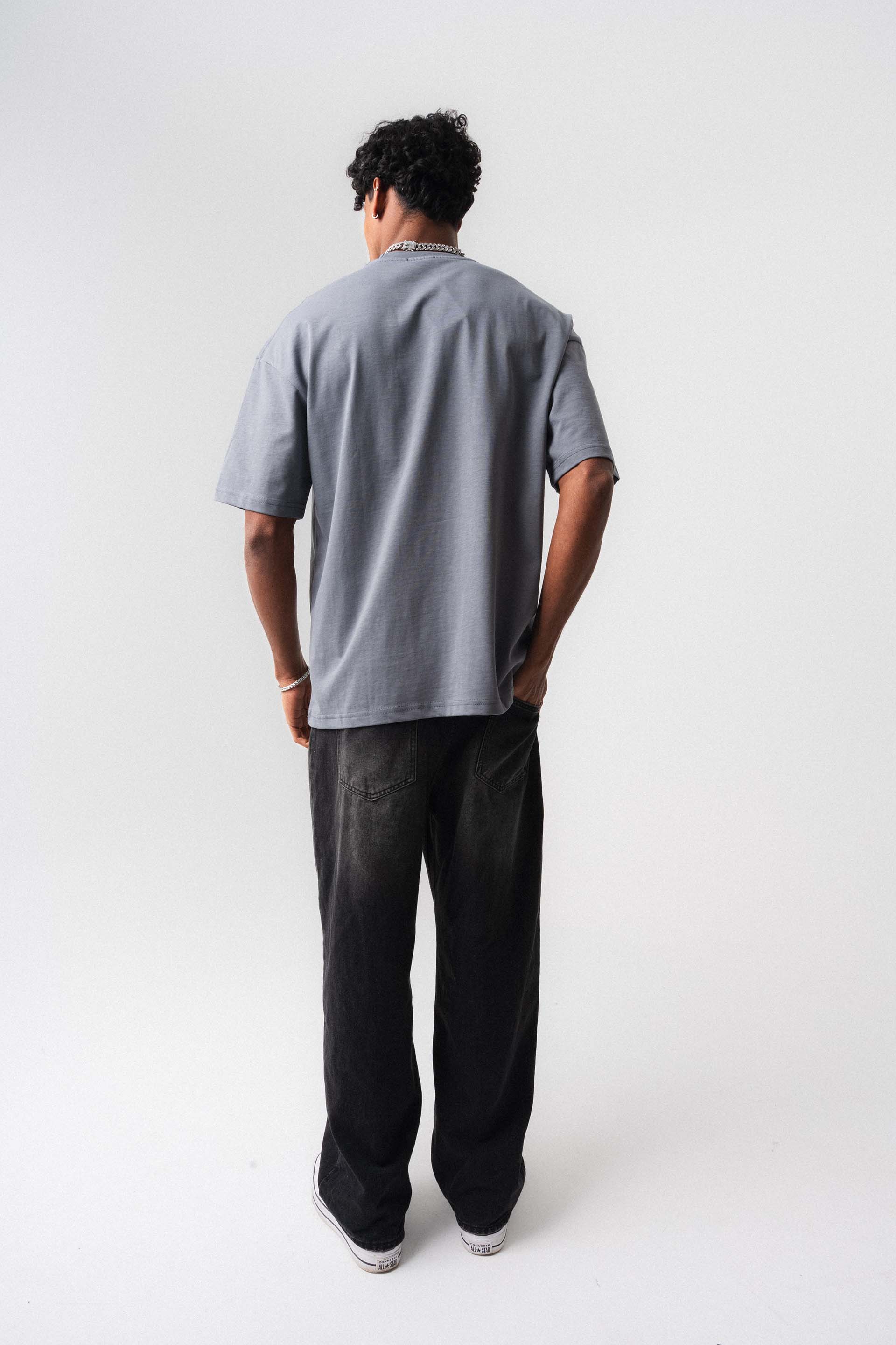 Oversize Basic Gri T-Shirt