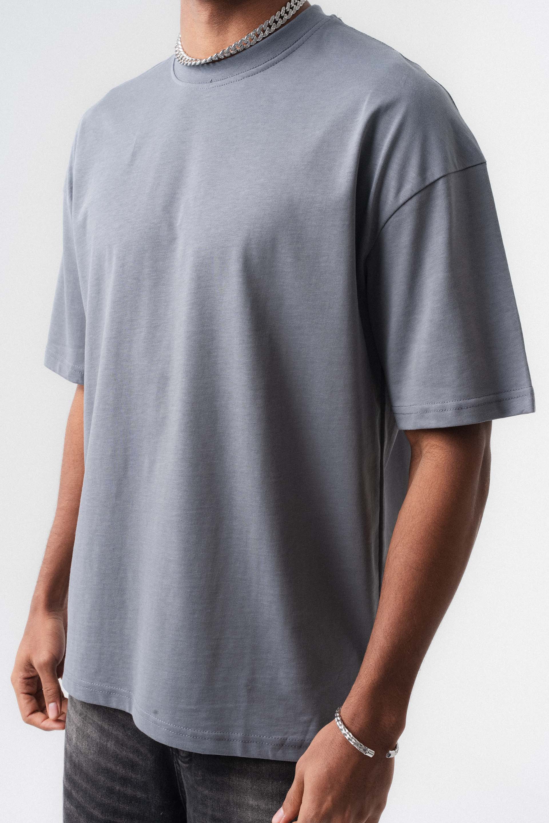 Oversize Basic Gri T-Shirt