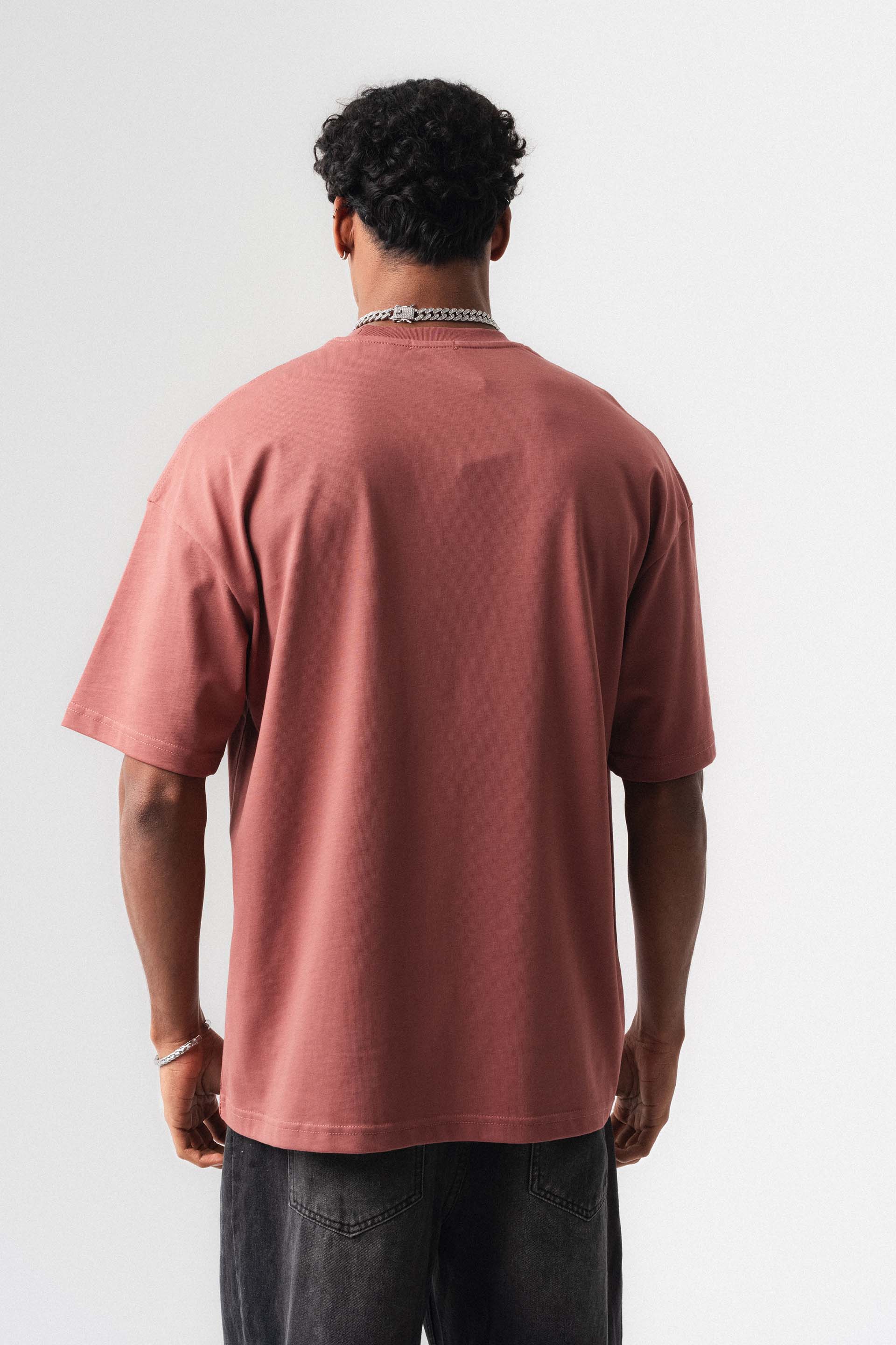 Oversize Basic Gül Kurusu T-Shirt