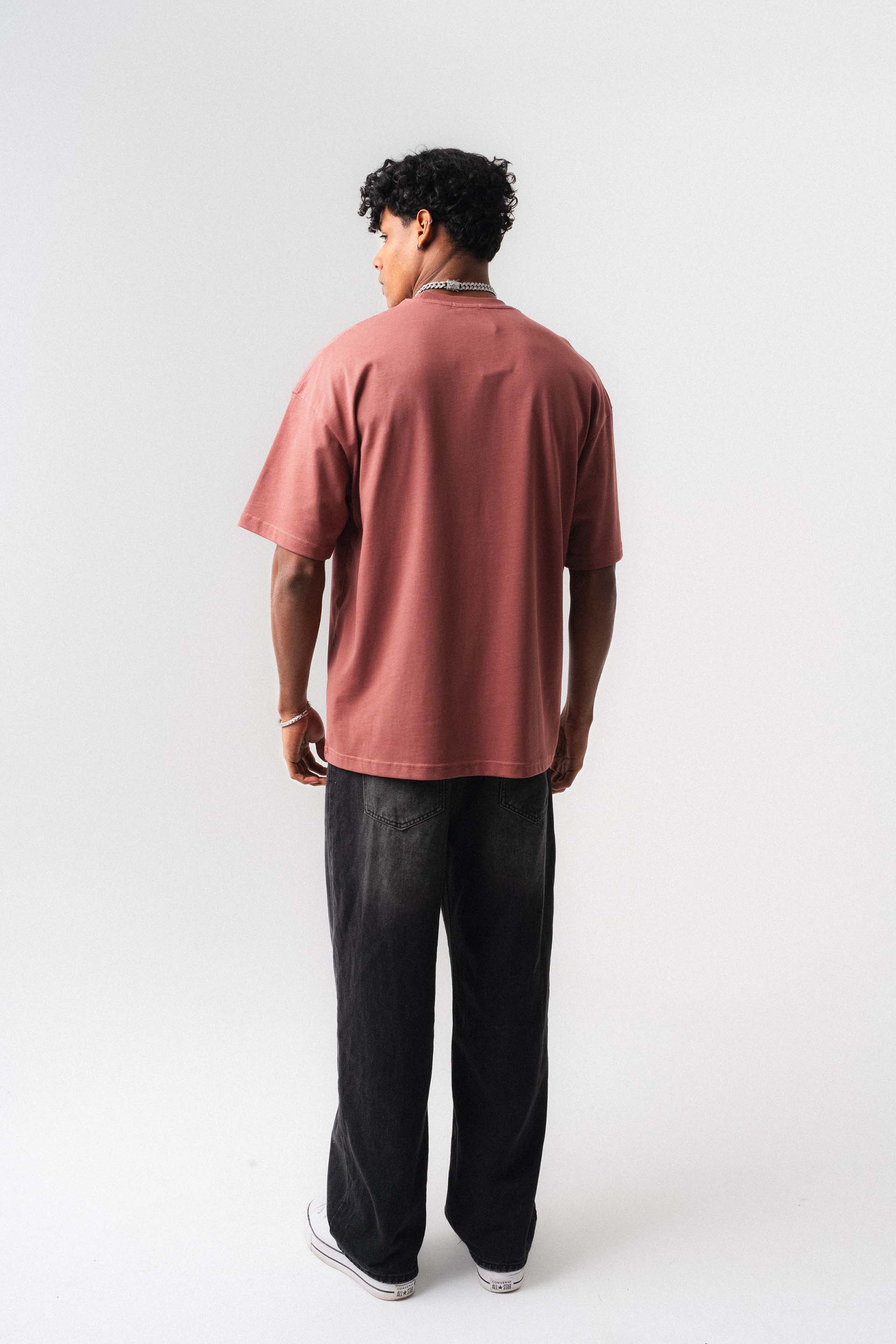 Oversize Basic Gül Kurusu T-Shirt
