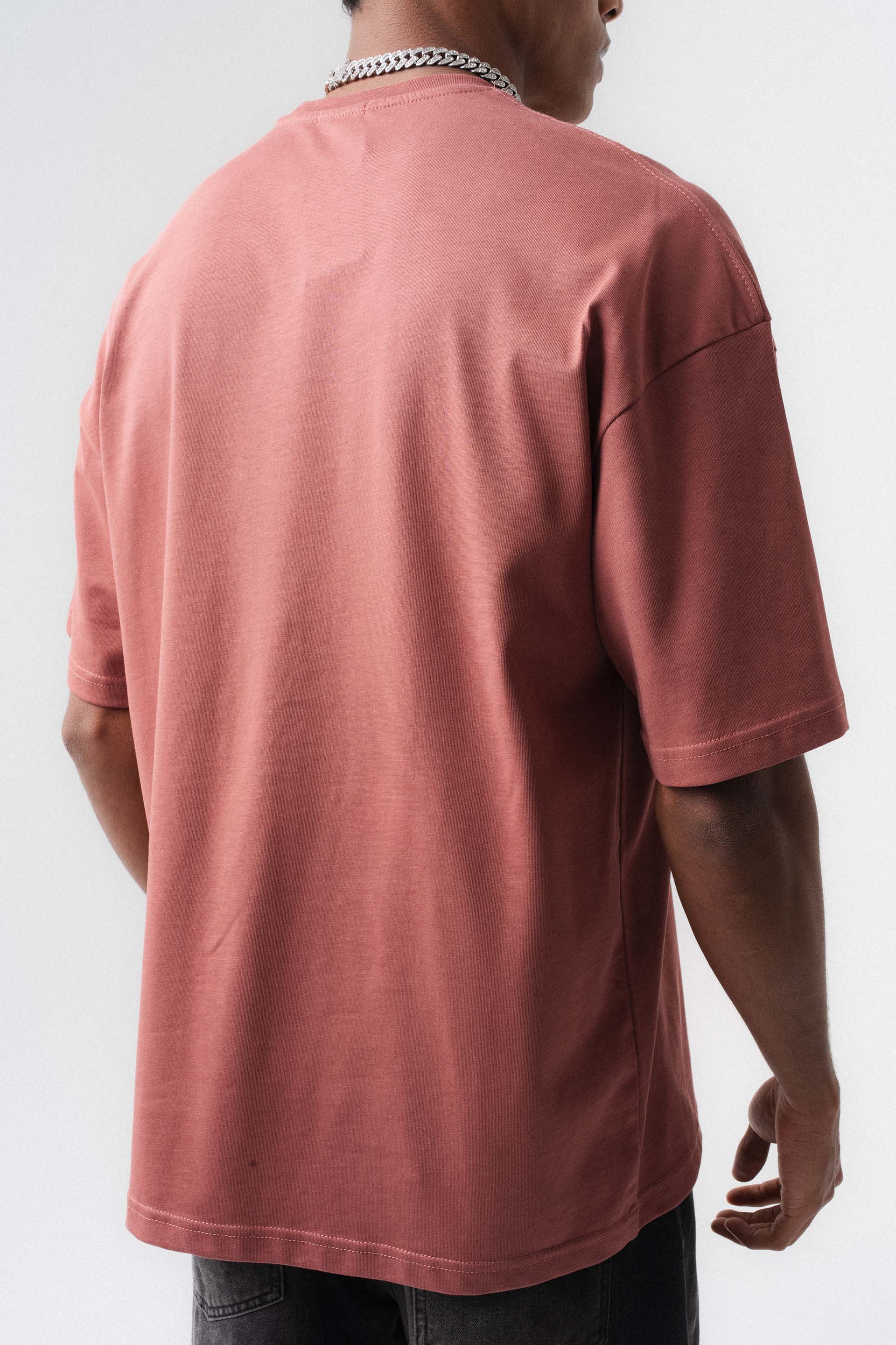 Oversize Basic Gül Kurusu T-Shirt