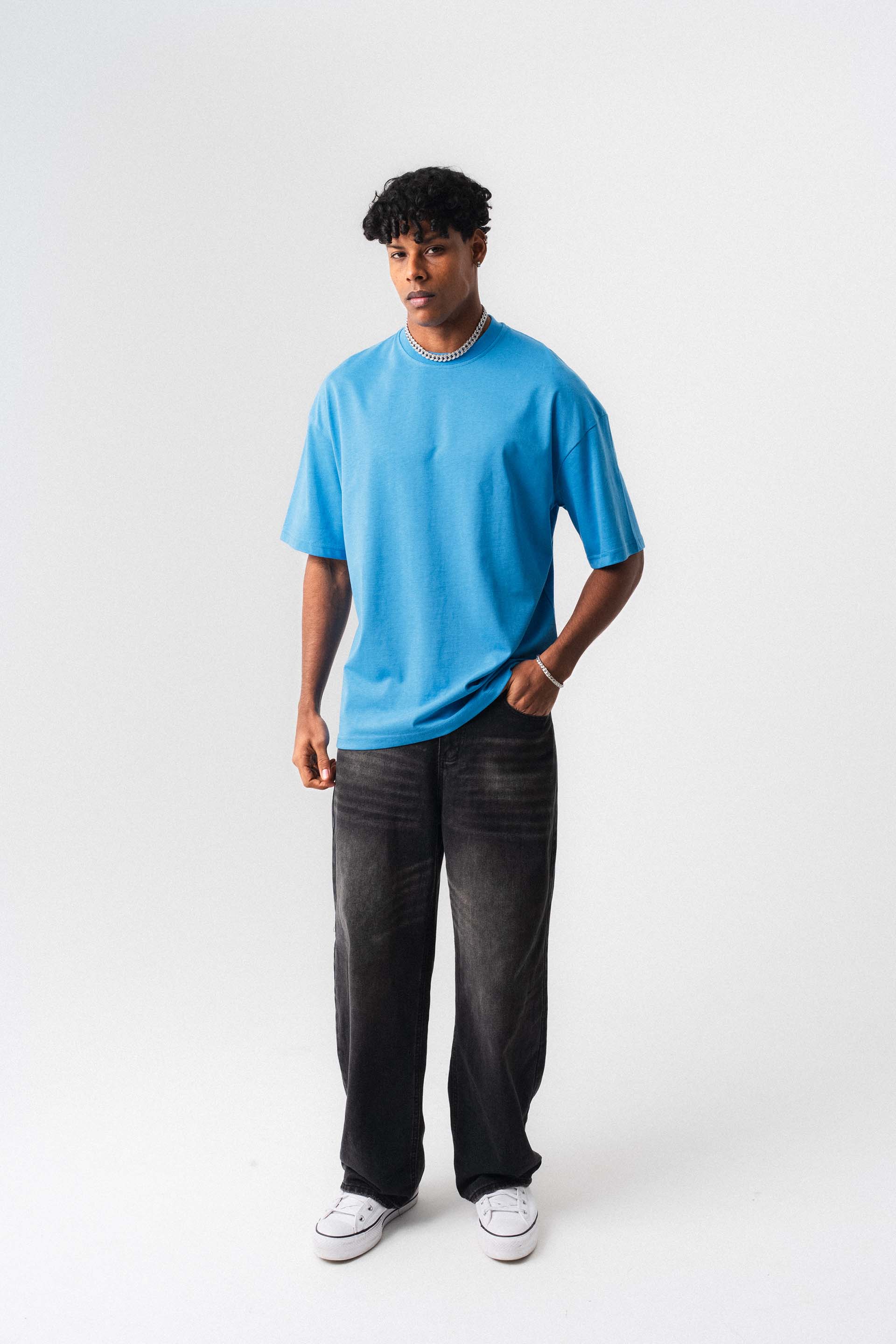 Oversize Basic Mavi T-Shirt