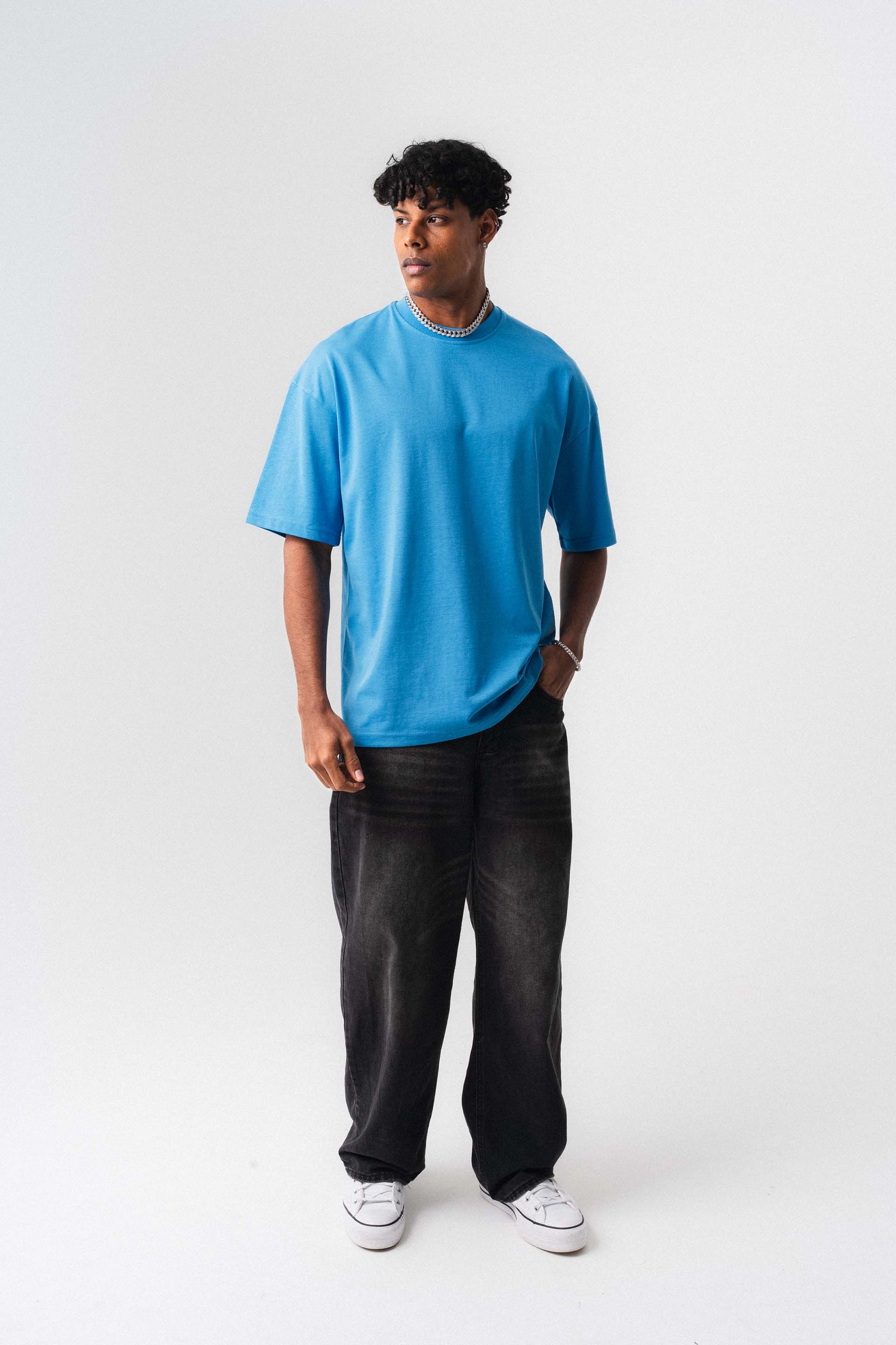 Oversize Basic Mavi T-Shirt