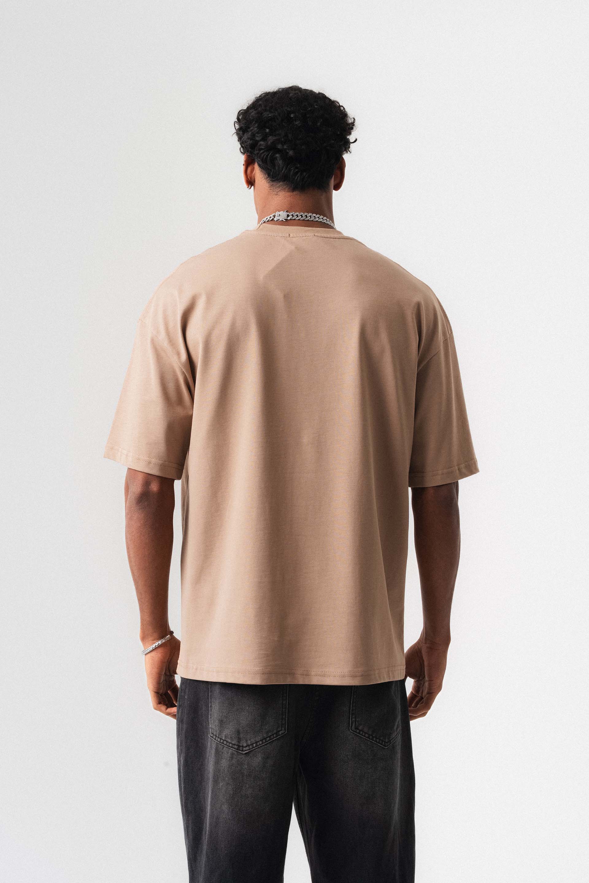 Oversize Basic Açık Bej T-Shirt