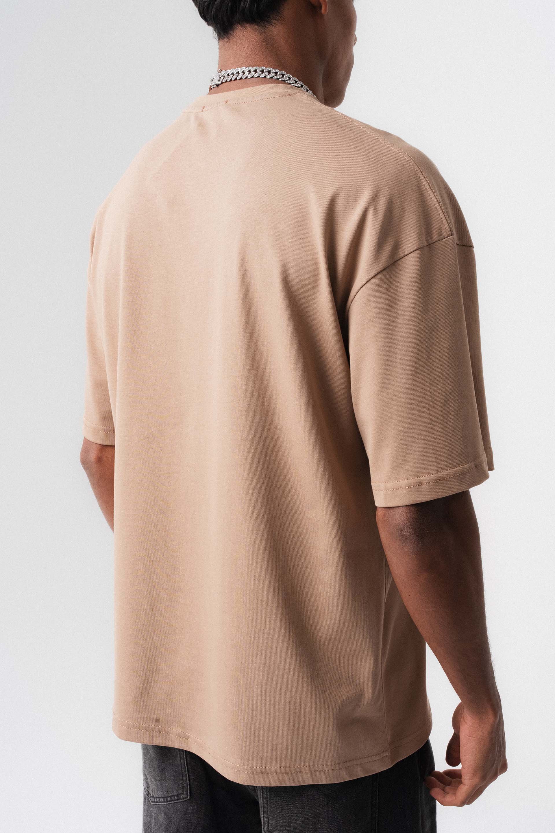 Oversize Basic Açık Bej T-Shirt