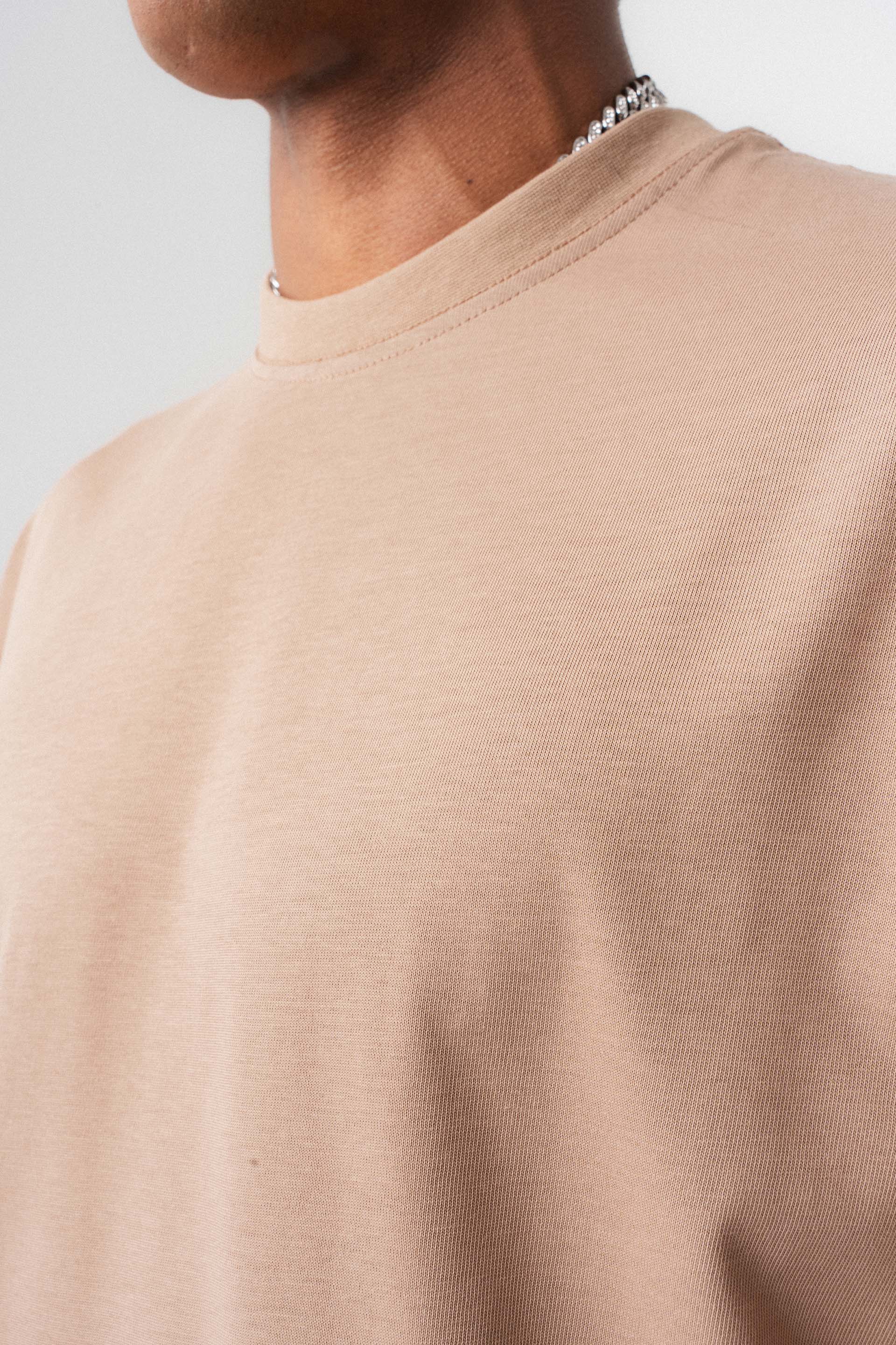 Oversize Basic Açık Bej T-Shirt