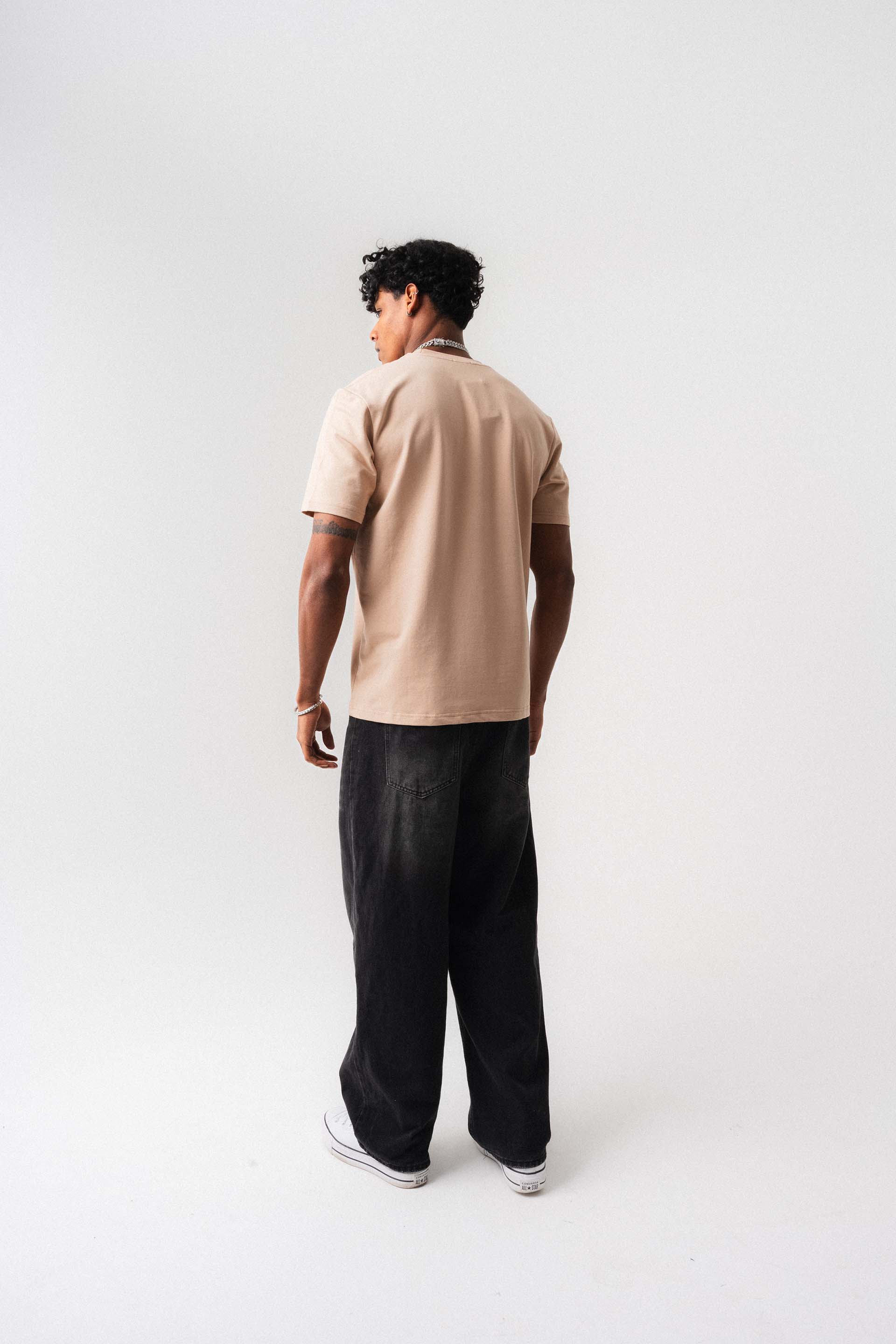 Oversize Basic Açık Bej T-Shirt