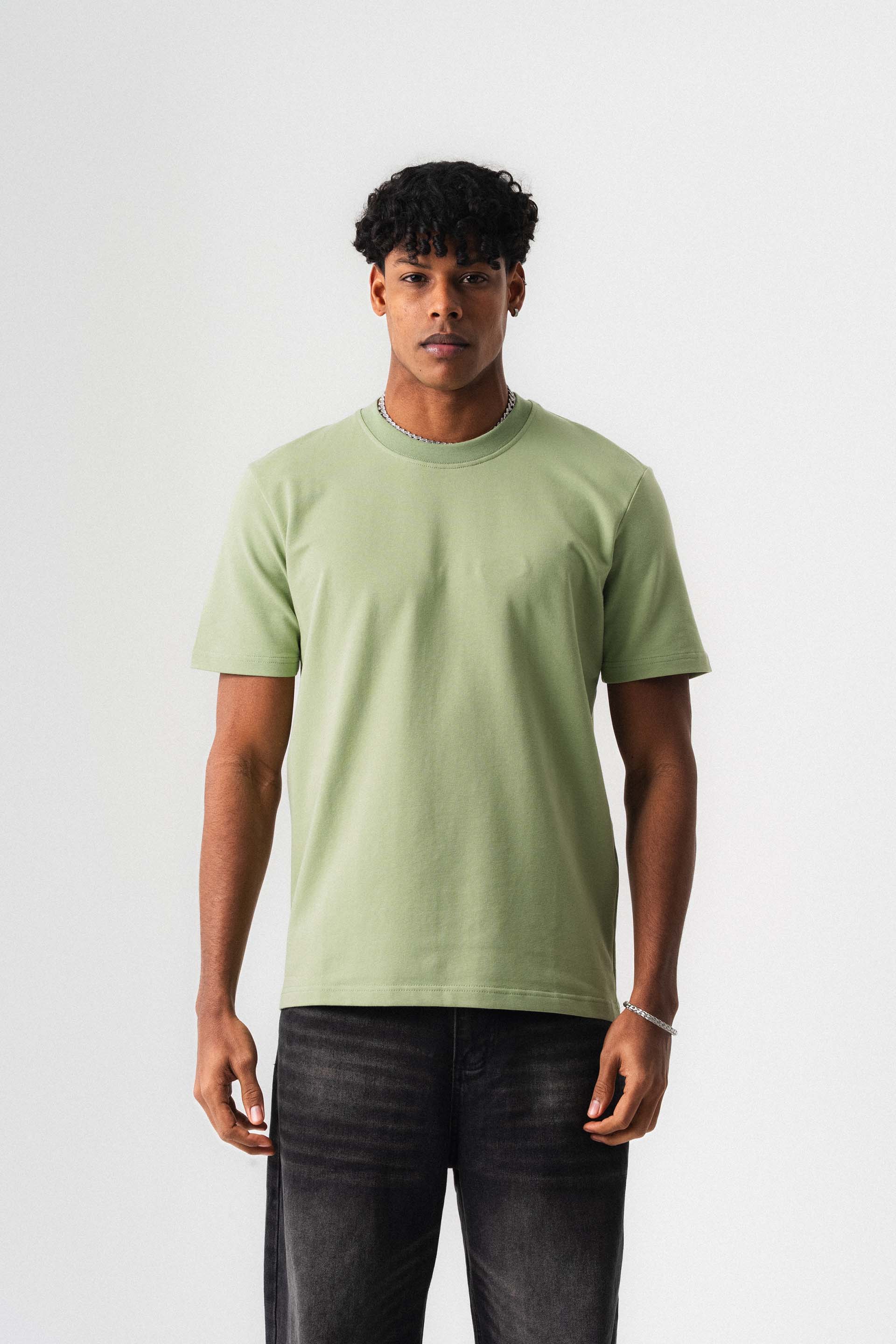 Oversize Basic Açık Yeşil T-Shirt