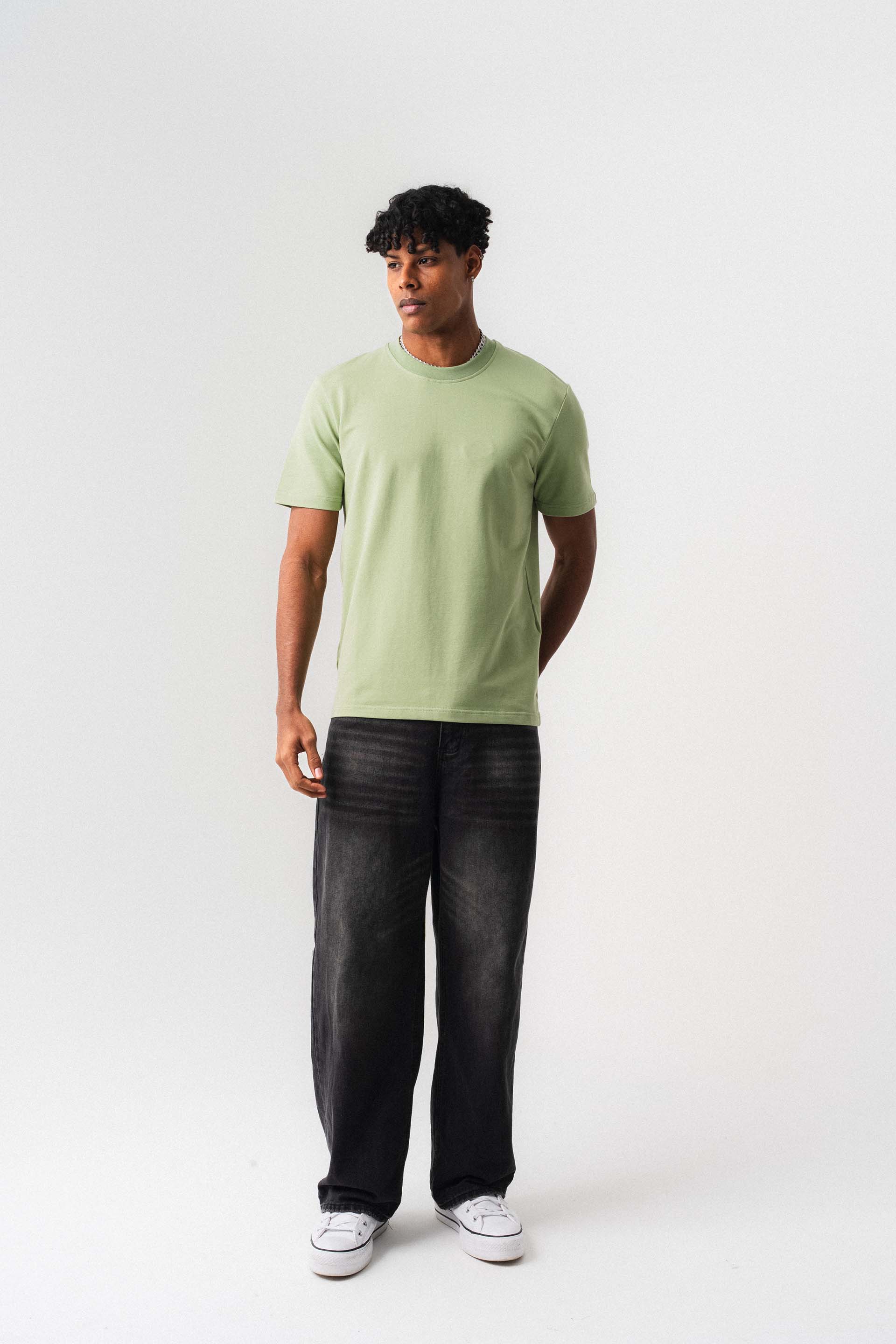 Oversize Basic Açık Yeşil T-Shirt