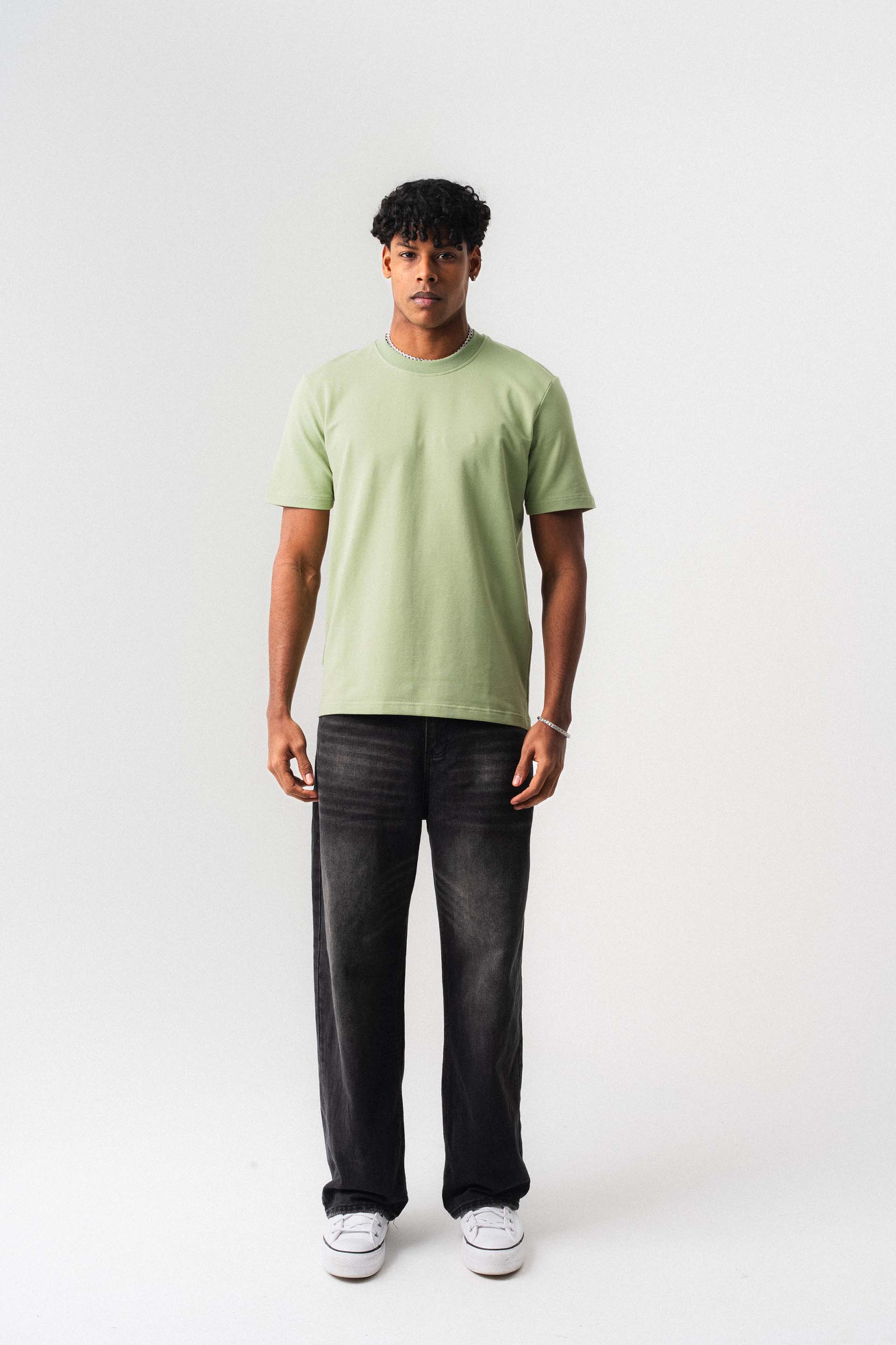 Oversize Basic Açık Yeşil T-Shirt