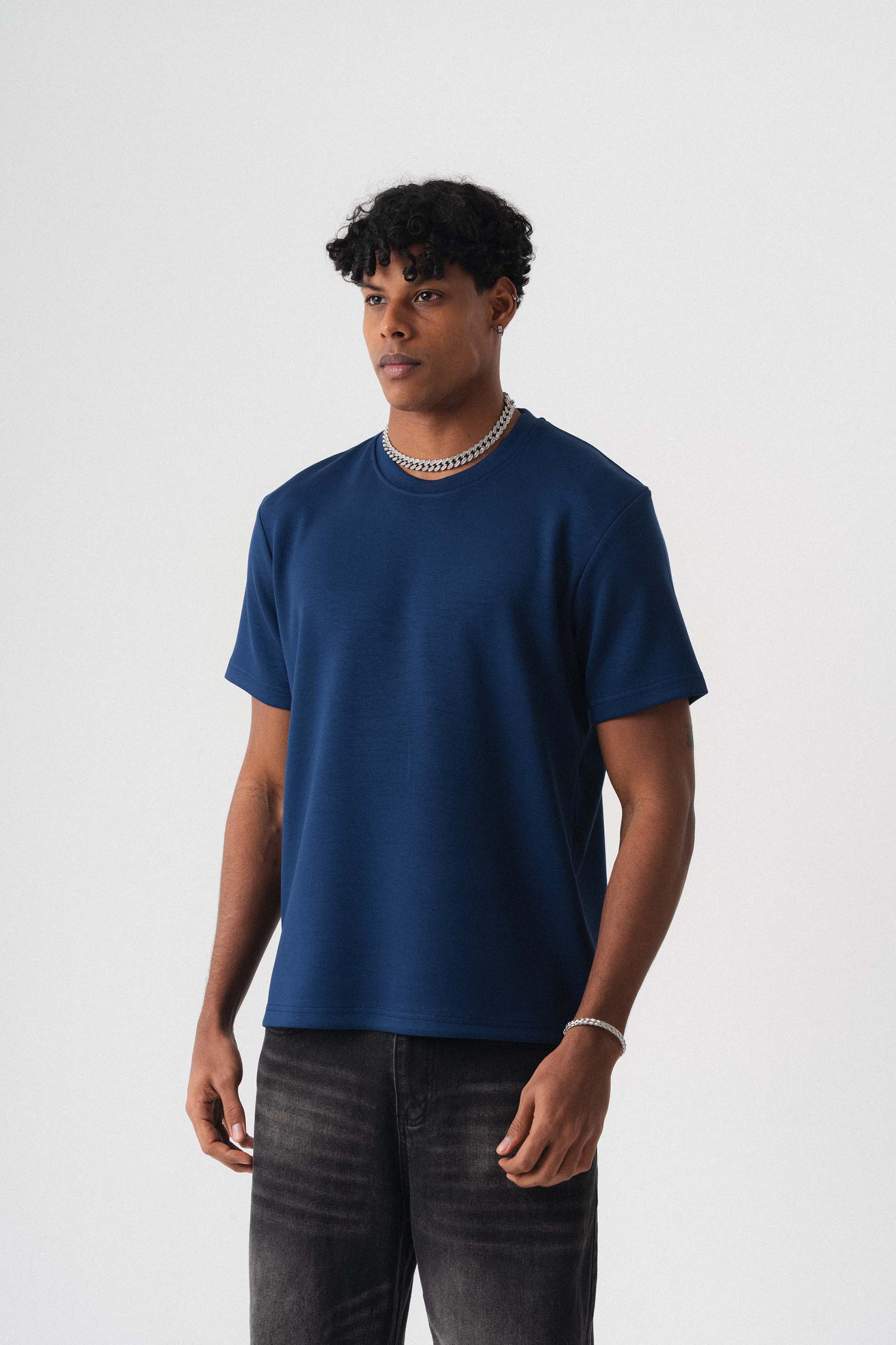 Oversize Basic Mavi T-Shirt