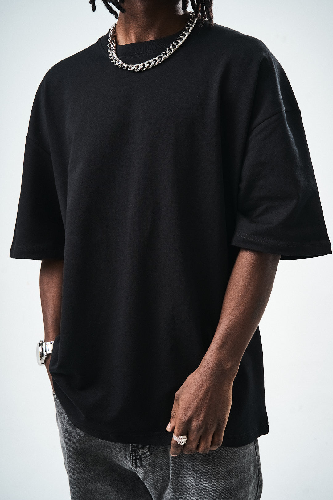 Oversize Siyah Fit Basic T-Shirt