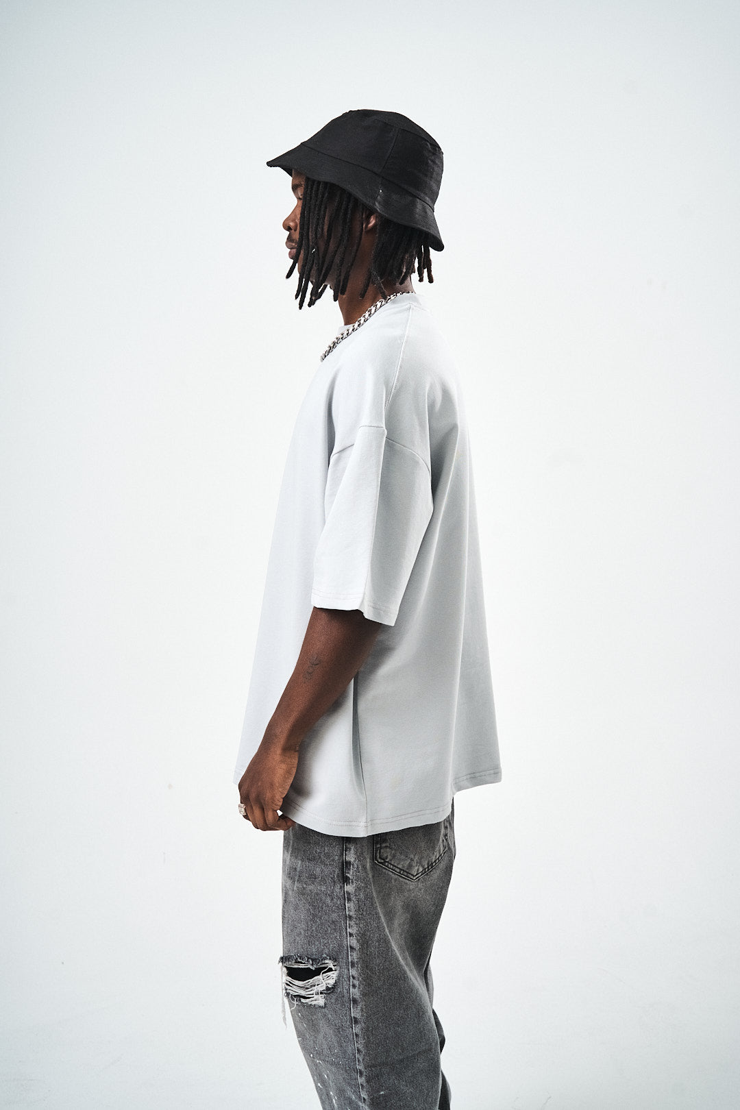 Oversize Gri Fit Basic T-Shirt