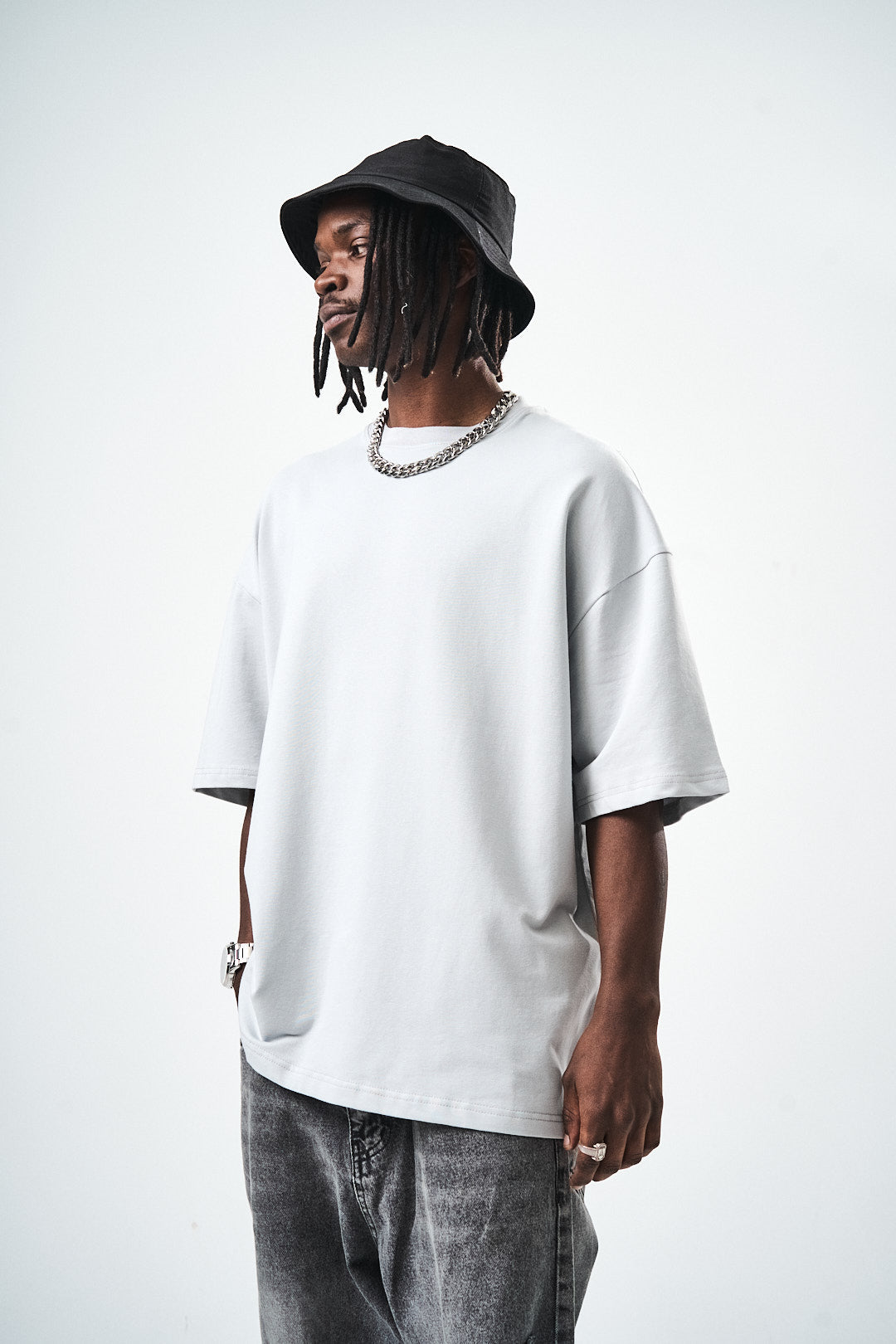 Oversize Gri Fit Basic T-Shirt