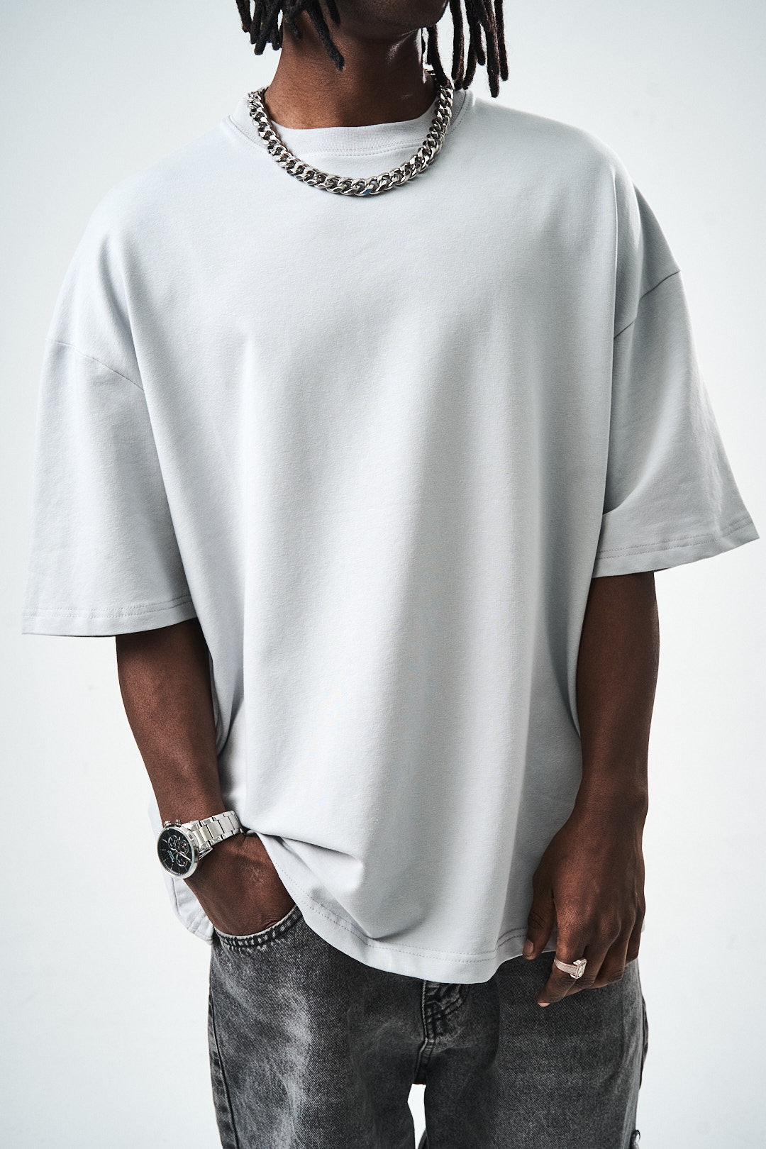 Oversize Gri Fit Basic T-Shirt