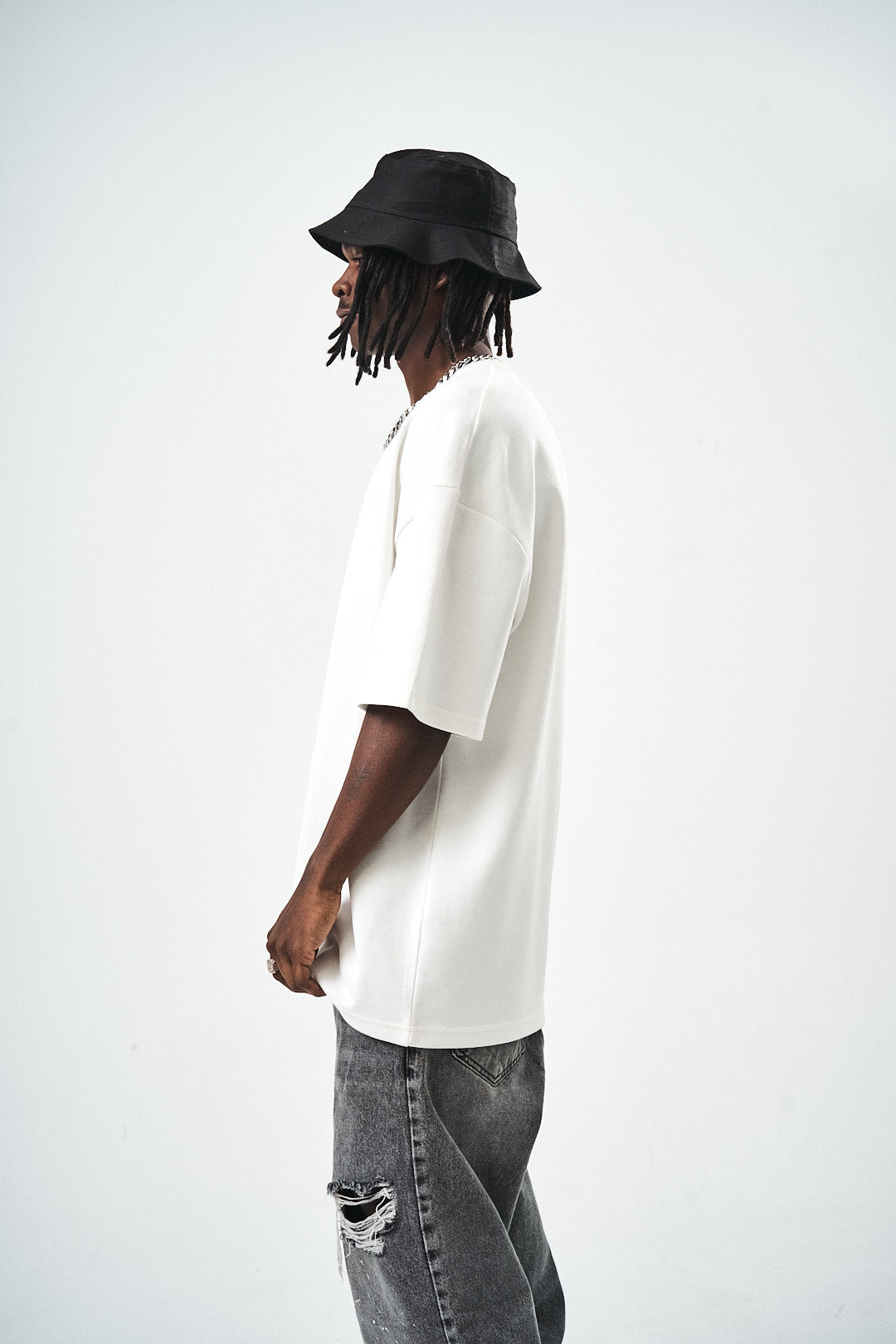 Oversize Beyaz Fit Basic T-Shirt