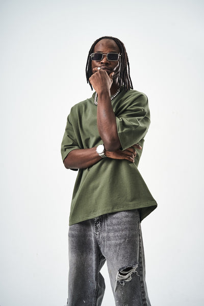 Oversize Khaki Fit Basic T-Shirt