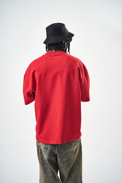 Oversize Red Fit Basic T-Shirt