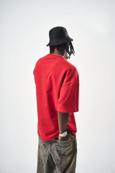 Oversize Red Fit Basic T-Shirt