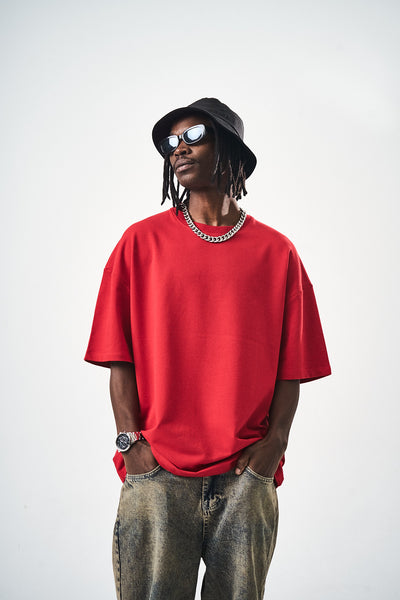 Oversize Red Fit Basic T-Shirt