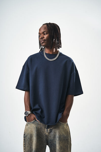 Oversize Navy Blue Fit Basic T-Shirt